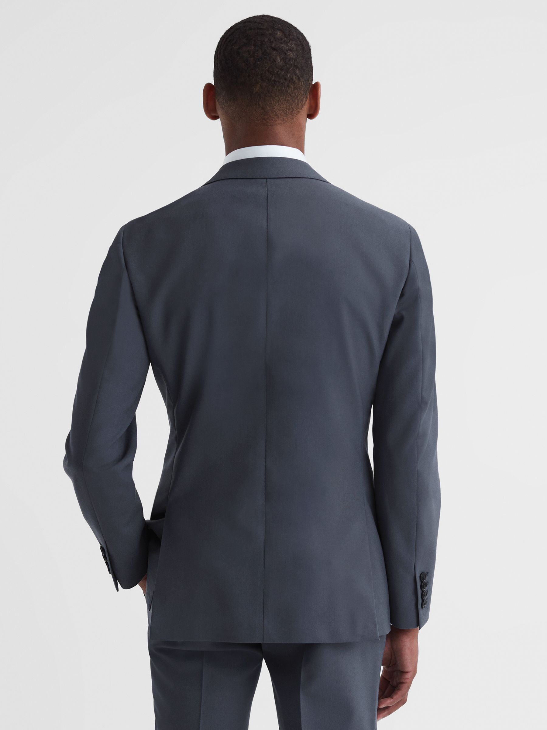 Fine Airforce Blue Modern Fit Single Breasted Wool Blazer