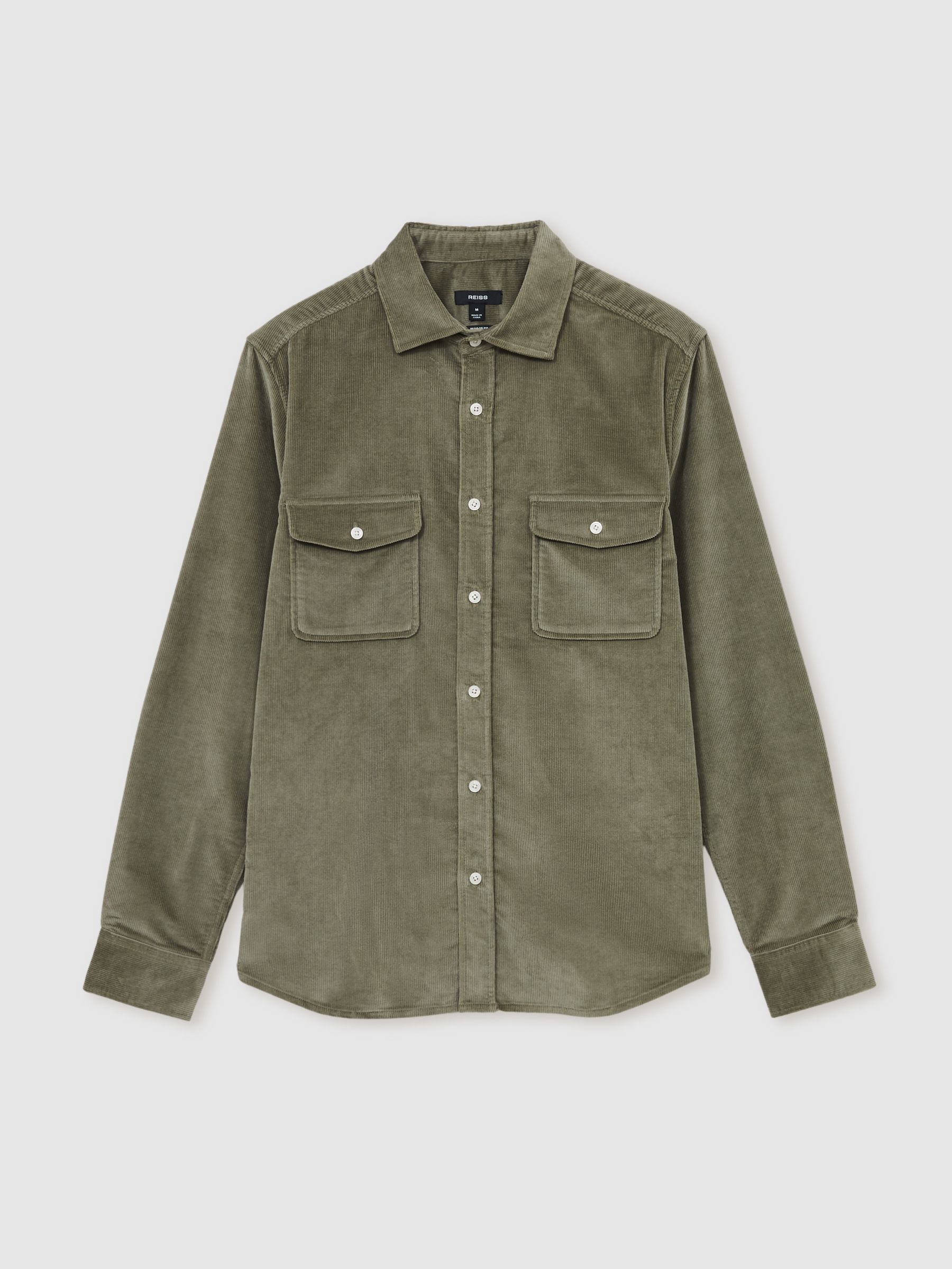 Cotton-Blend Corduroy Overshirt in Sage