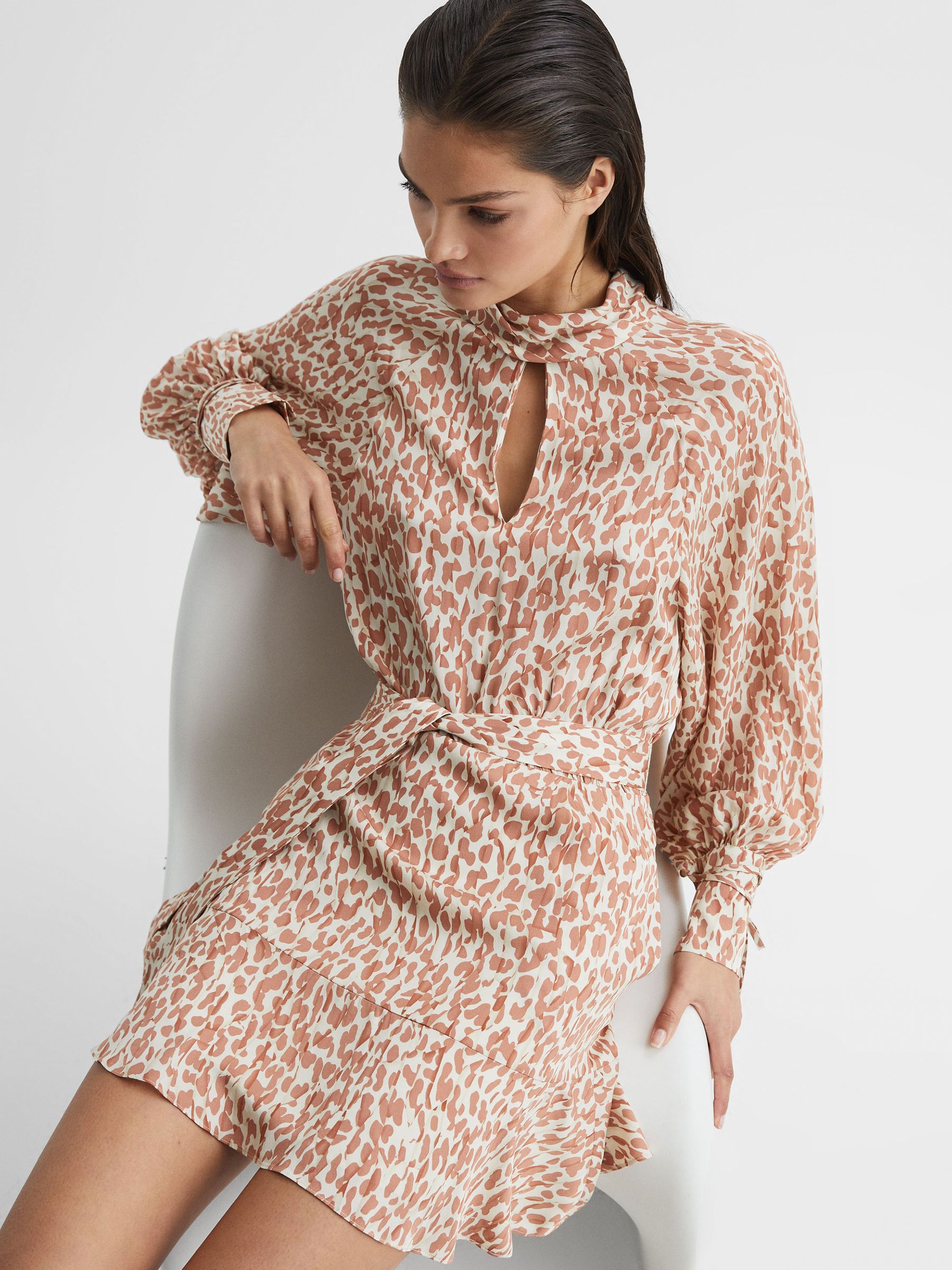 Animal Print Mini Dress in Neutral