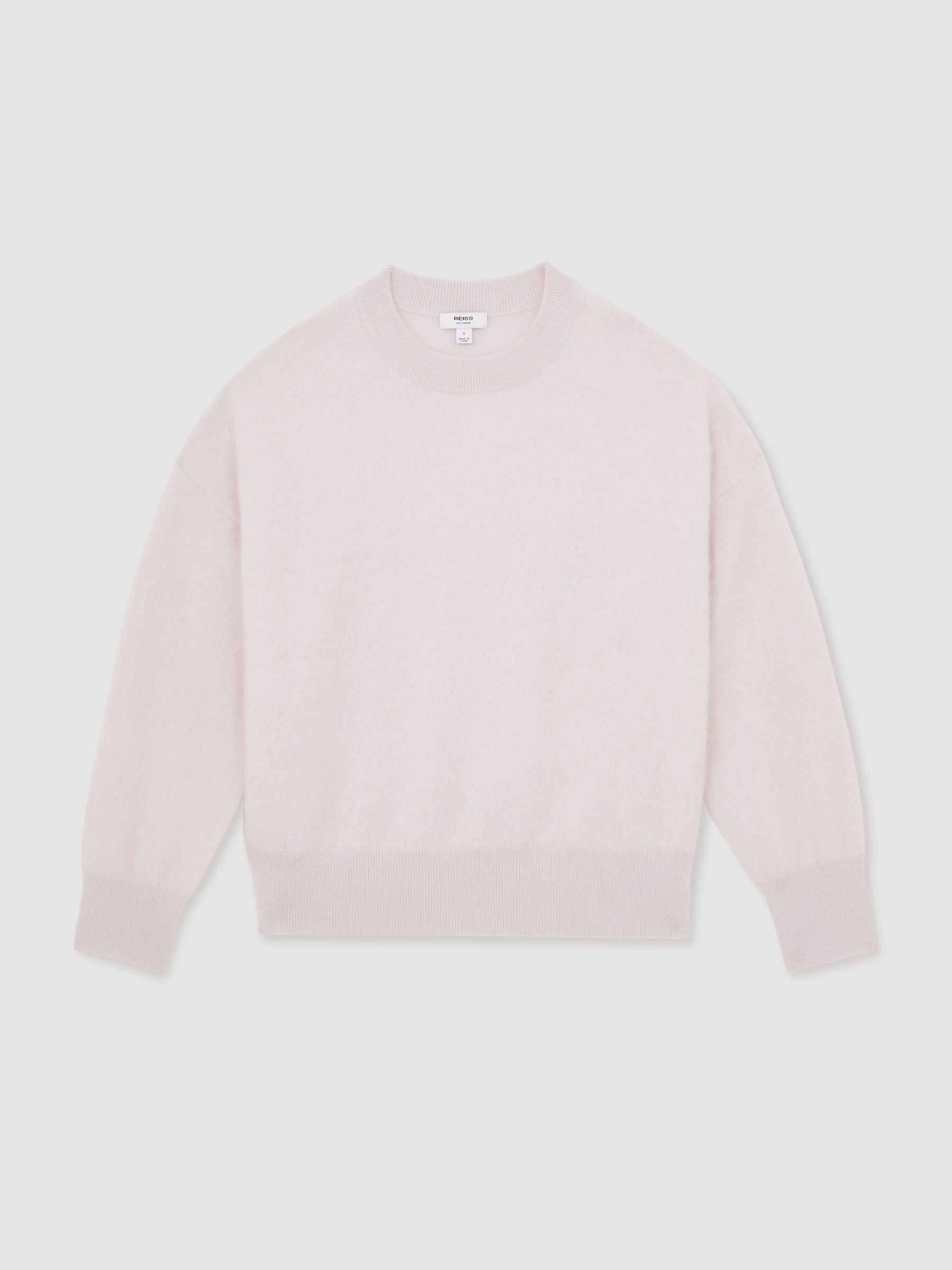 Brushed Cashmere Crew Neck Jumper in Pink