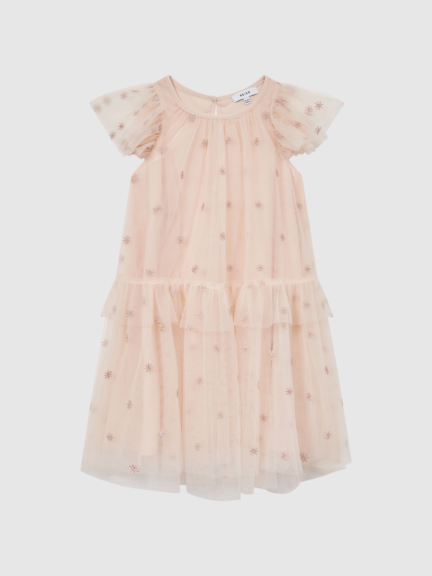9-12 yrs Tulle Embroidered Dress in Pale Pink