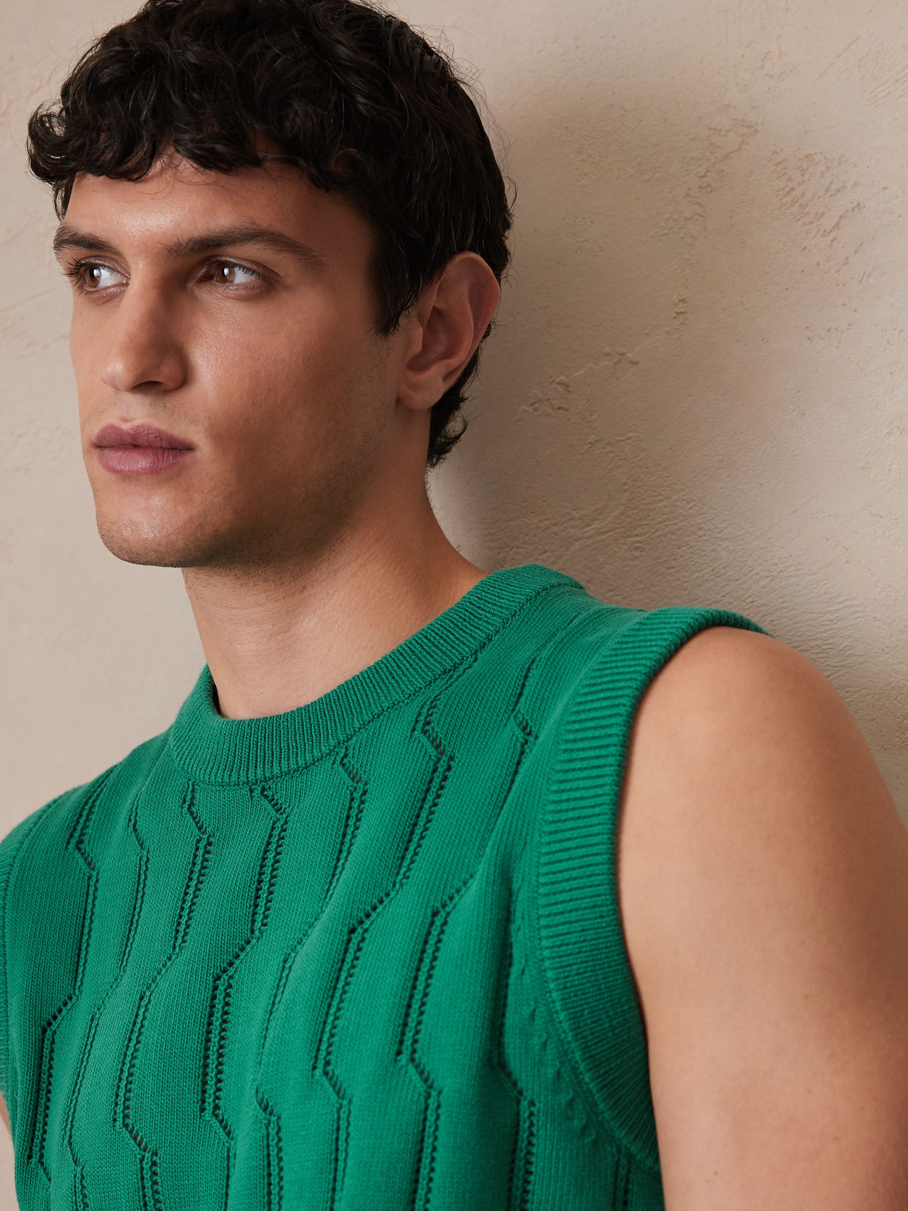 Ché Pointelle Crew-Neck Vest in Bright Green