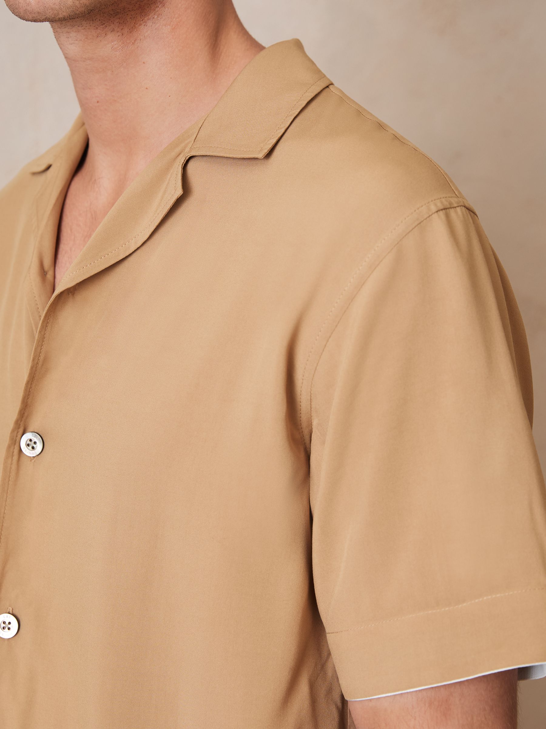 Reiss | Ché Stripe-Cuff Shirt in Camel