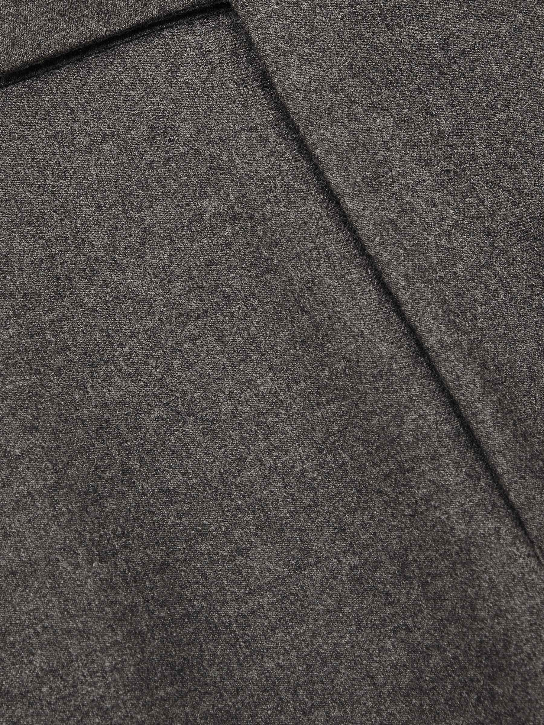 Slim-Fit Wool Blend Suit Trousers in Grey Melange