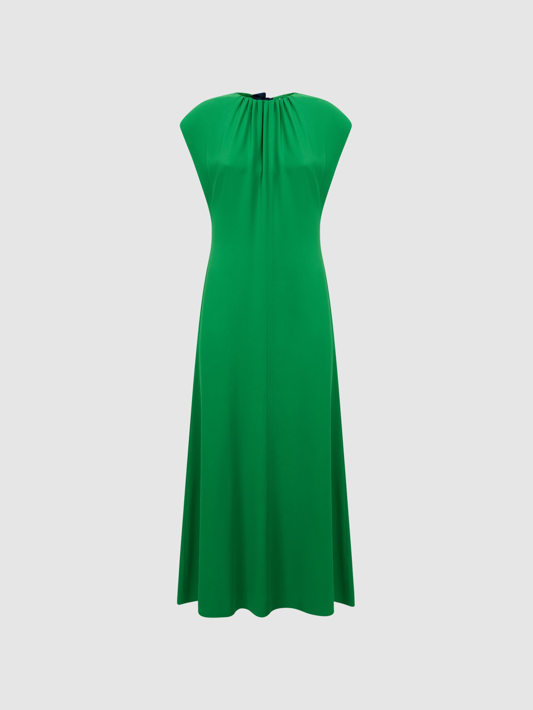 Florere Tie Neck Midi Dress in Bright Green
