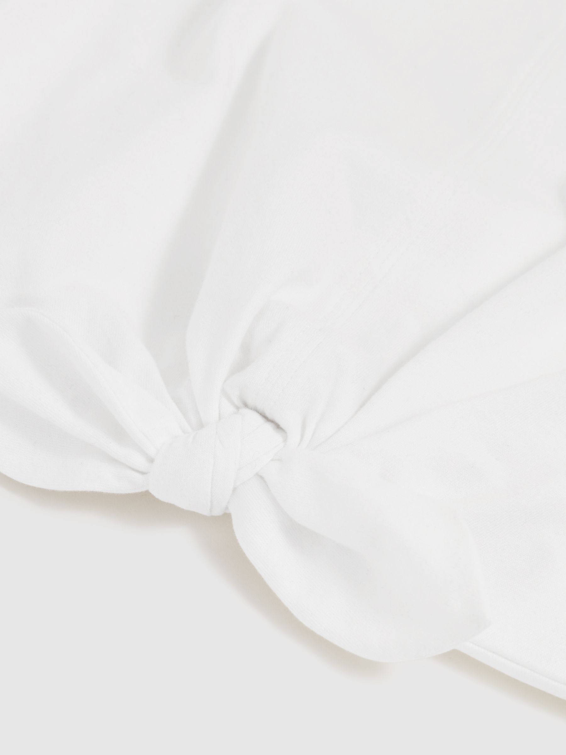 9-13 yrs Cotton Tie-Front Cropped T-Shirt in Ivory