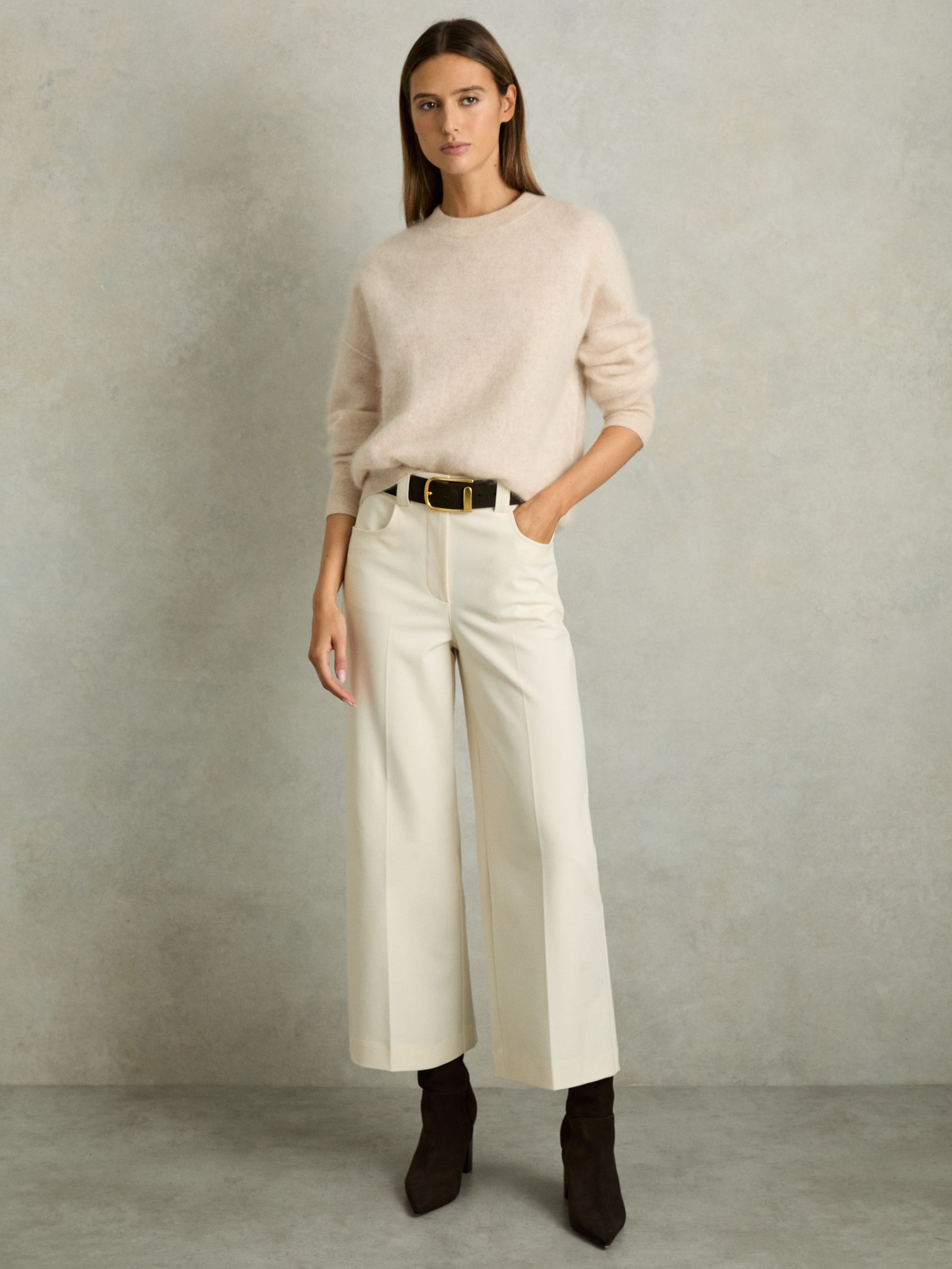 Twill Culotte Trousers in Cream