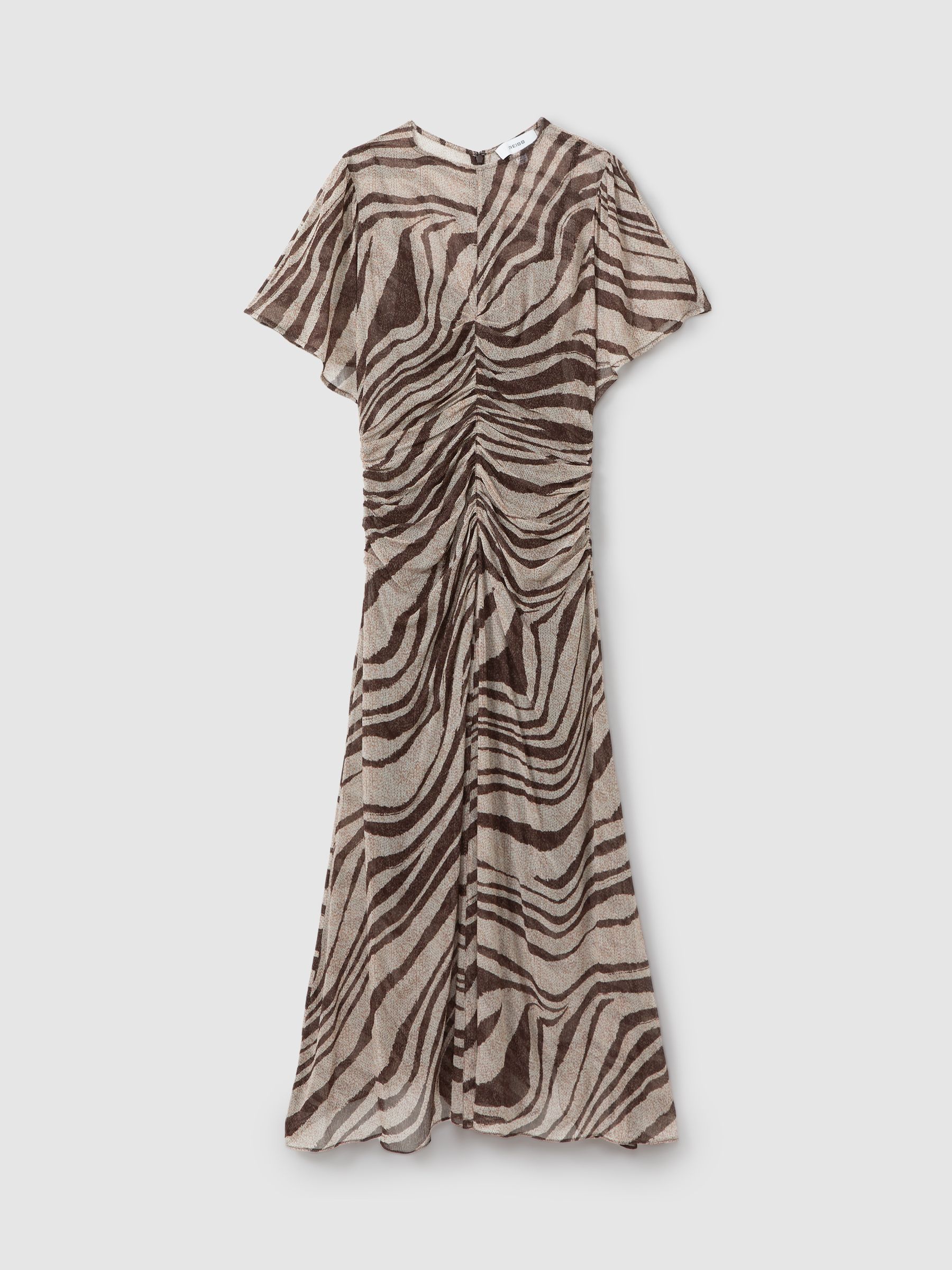 Animal Printed Midi Dress in Brown/Cream