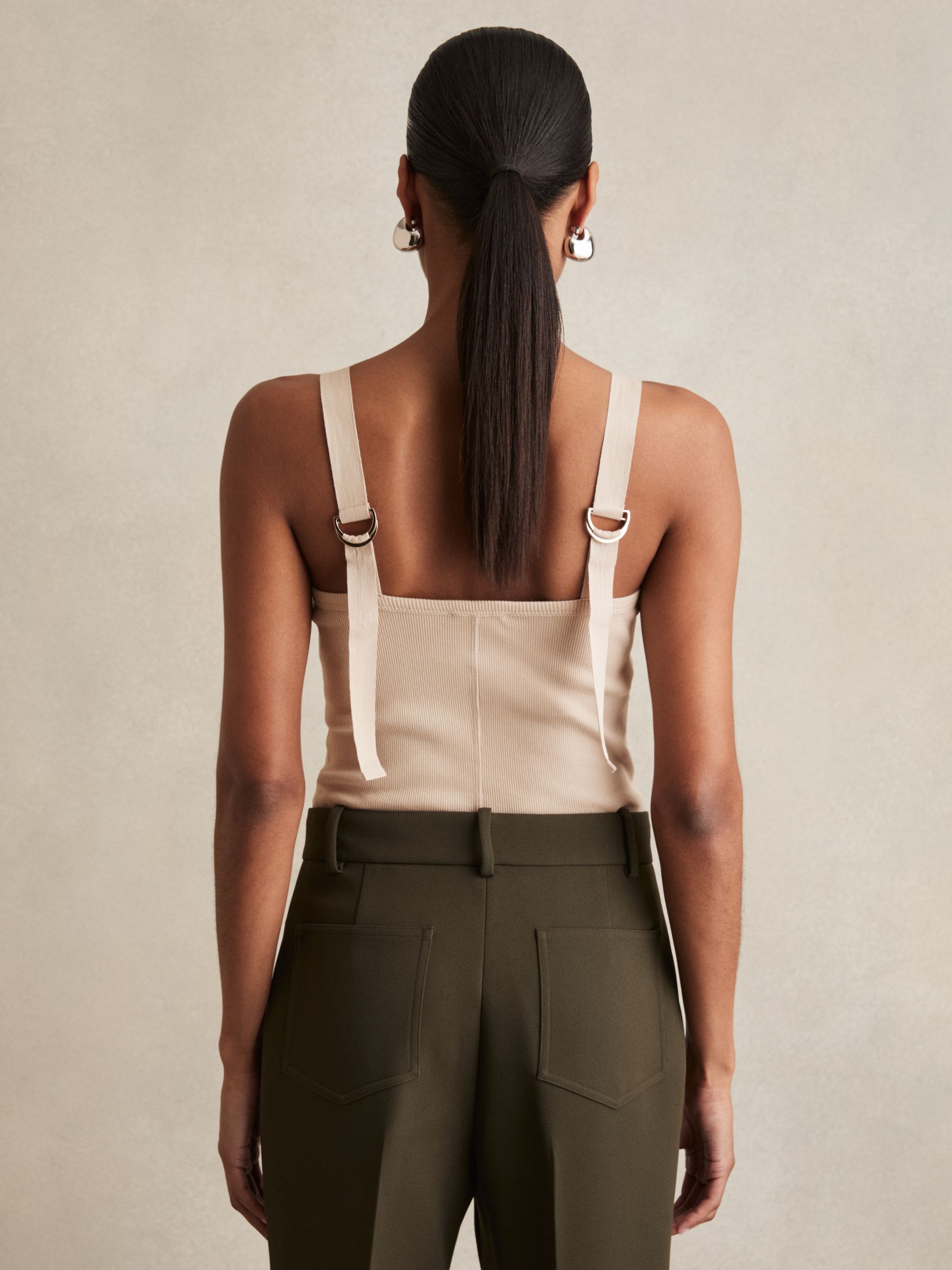 Stretch-Cotton D-Ring Strap Vest in Neutral
