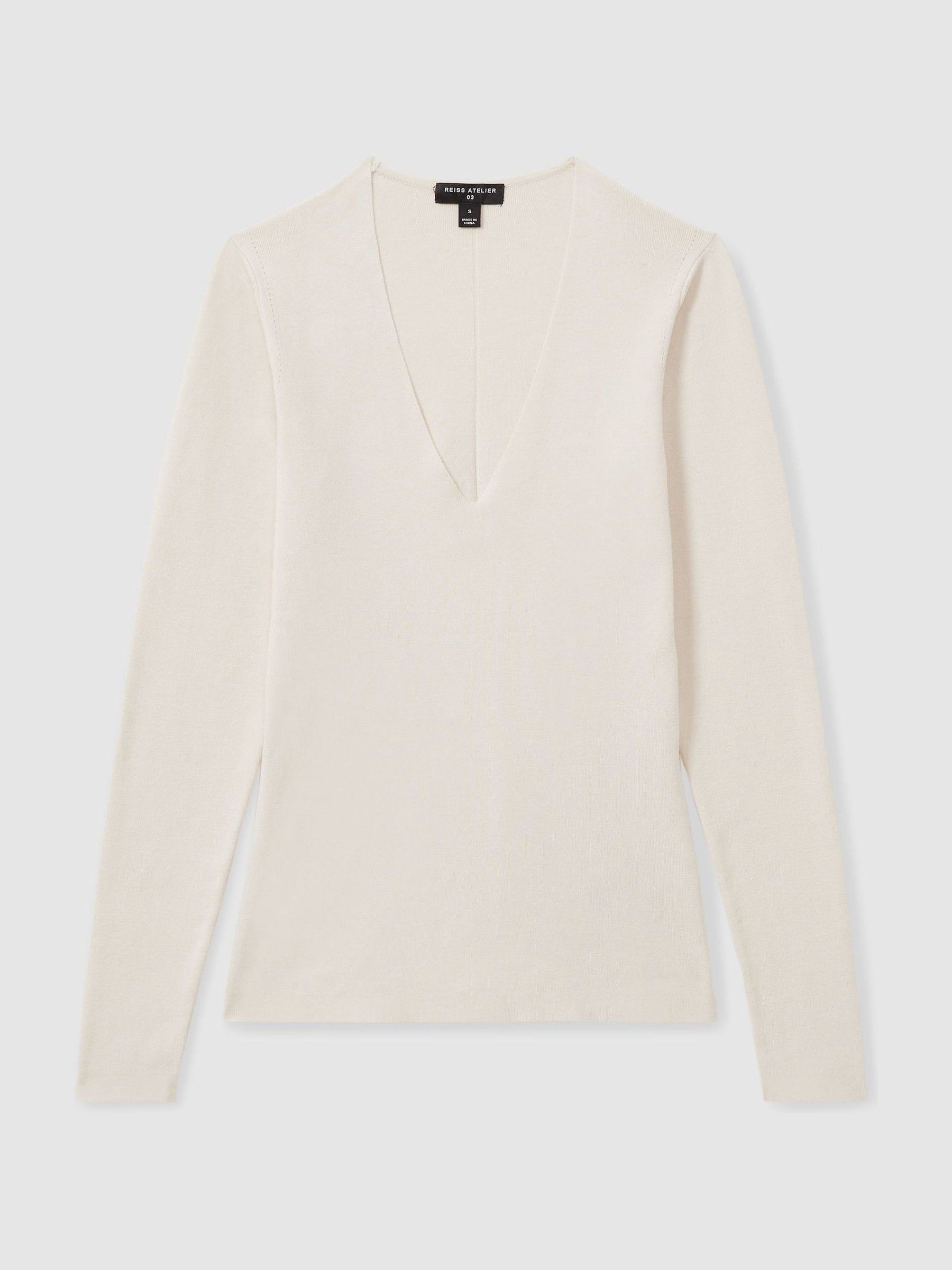 Atelier Knitted Silk-Blend Top in Off White