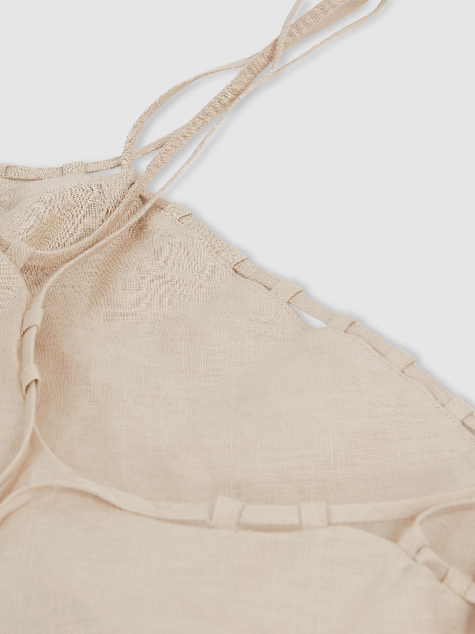 Linen Double-Strap Slip Dress in Neutral