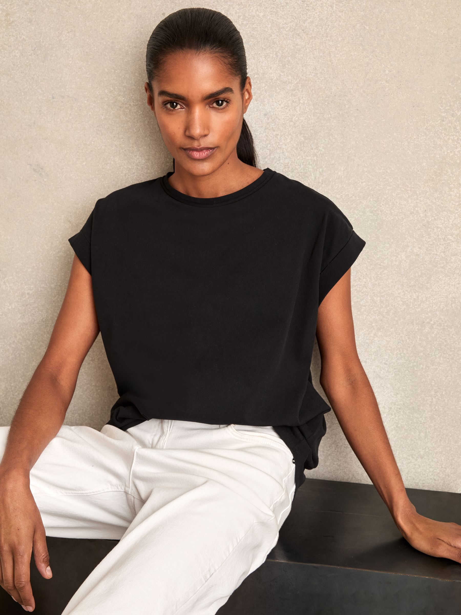 Brushed-Cotton Crew-Neck T-Shirt in Black