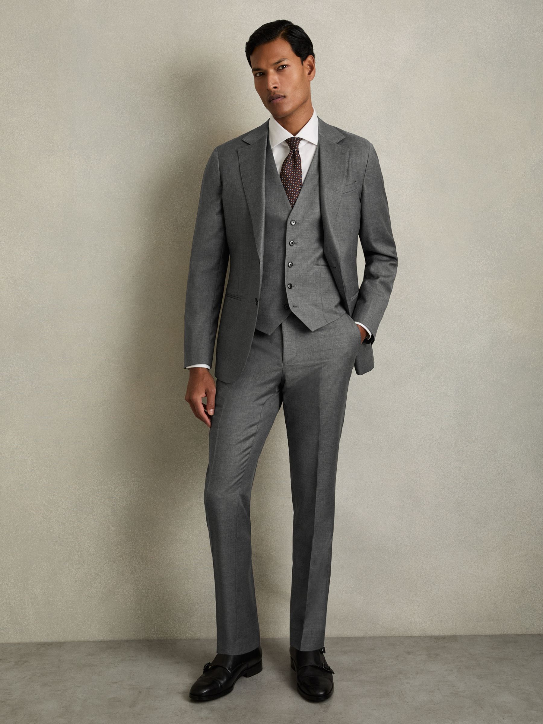 Slim-Fit Wool Suit Waistcoat in Grey
