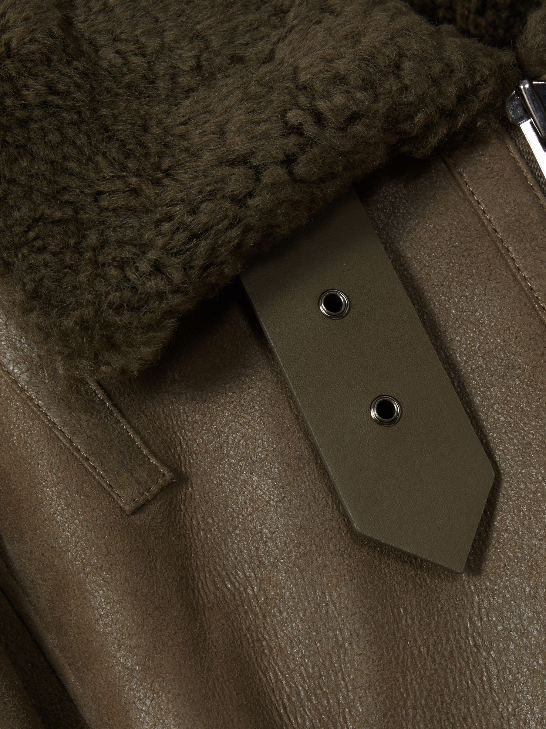 Shearling Aviator Jacket in Dark Khaki