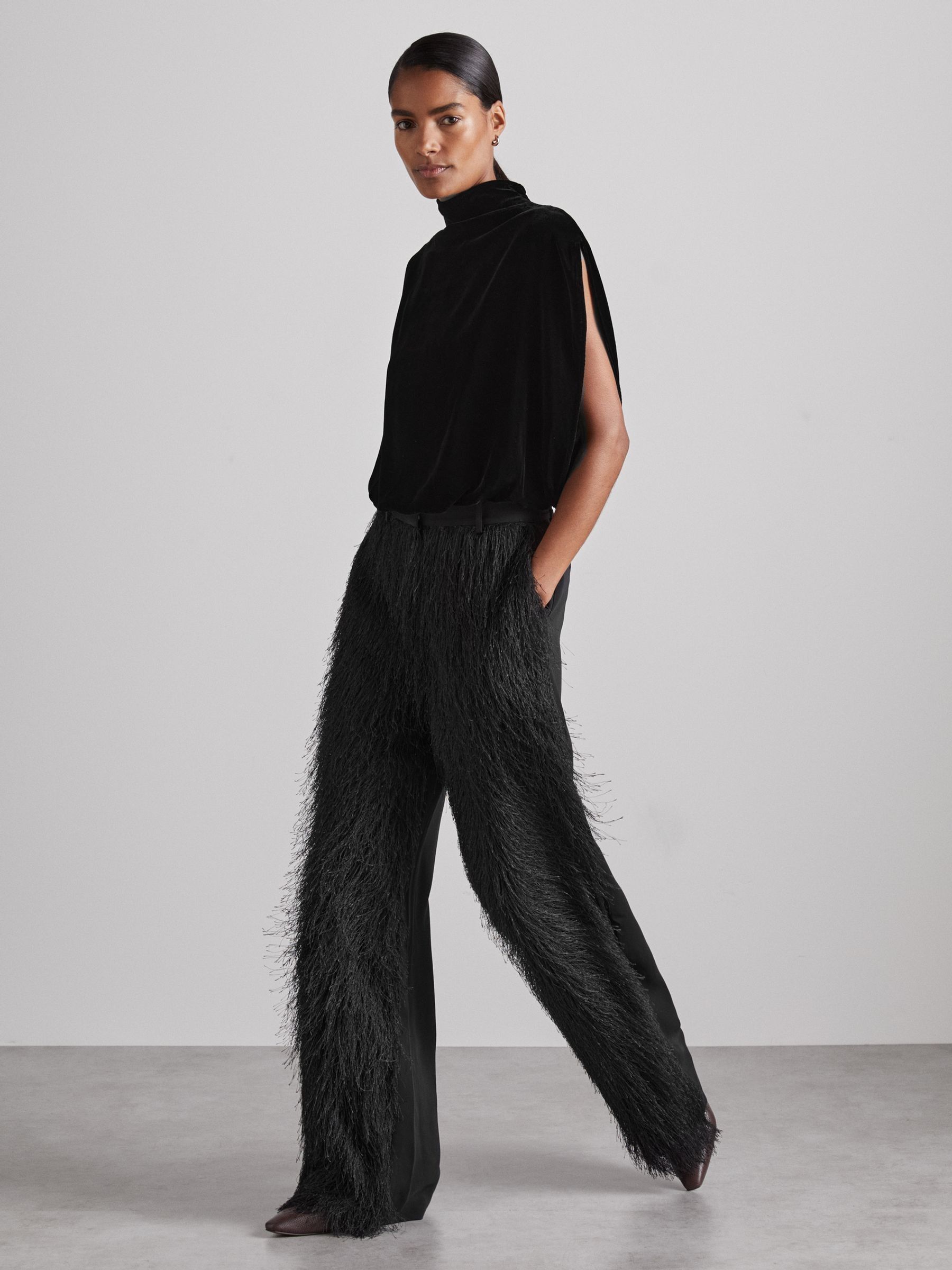 Atelier Velvet Draped Sleeveless Bodysuit in Black