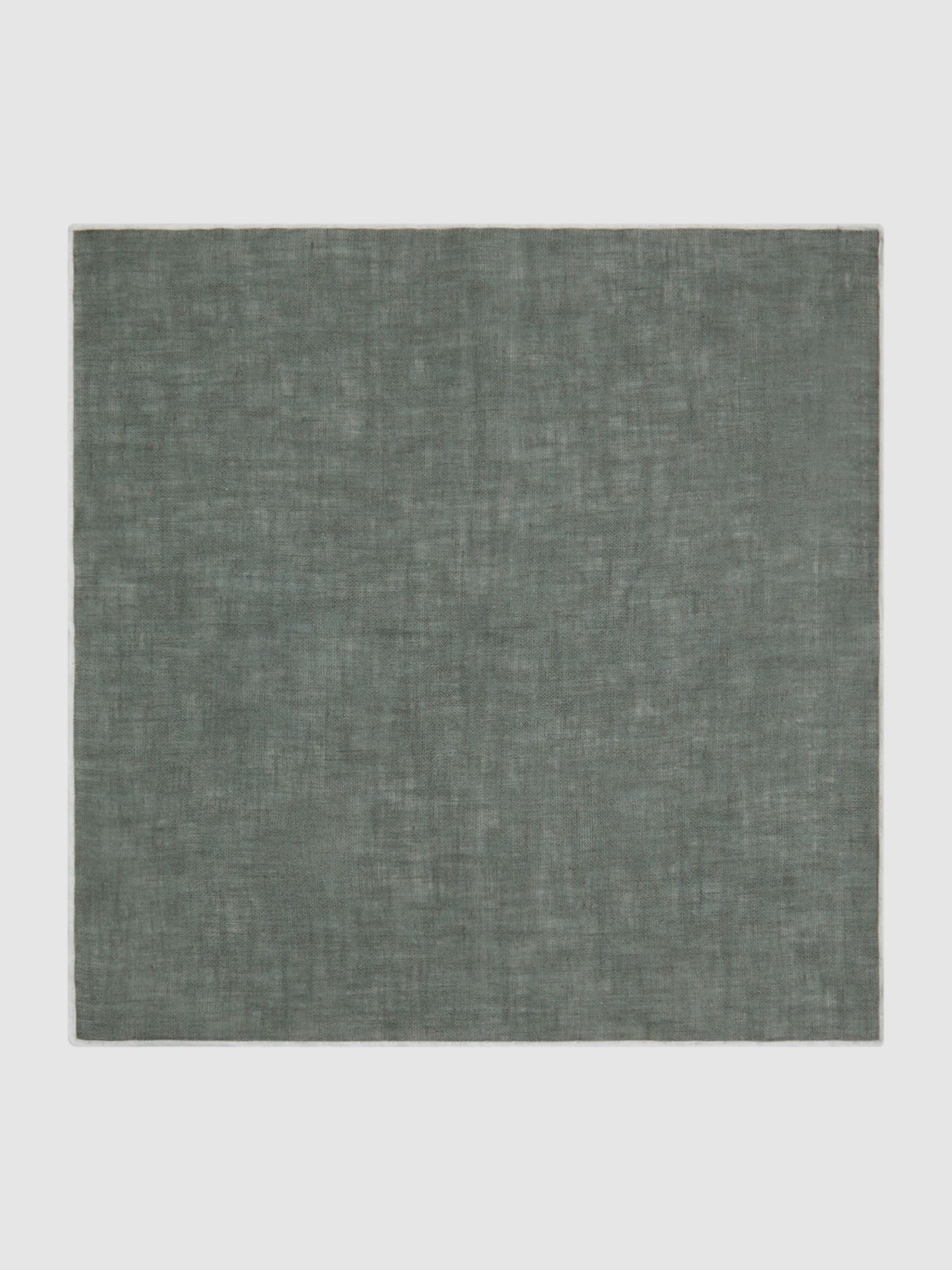 Linen Contrast Trim Pocket Square in Pistachio Melange