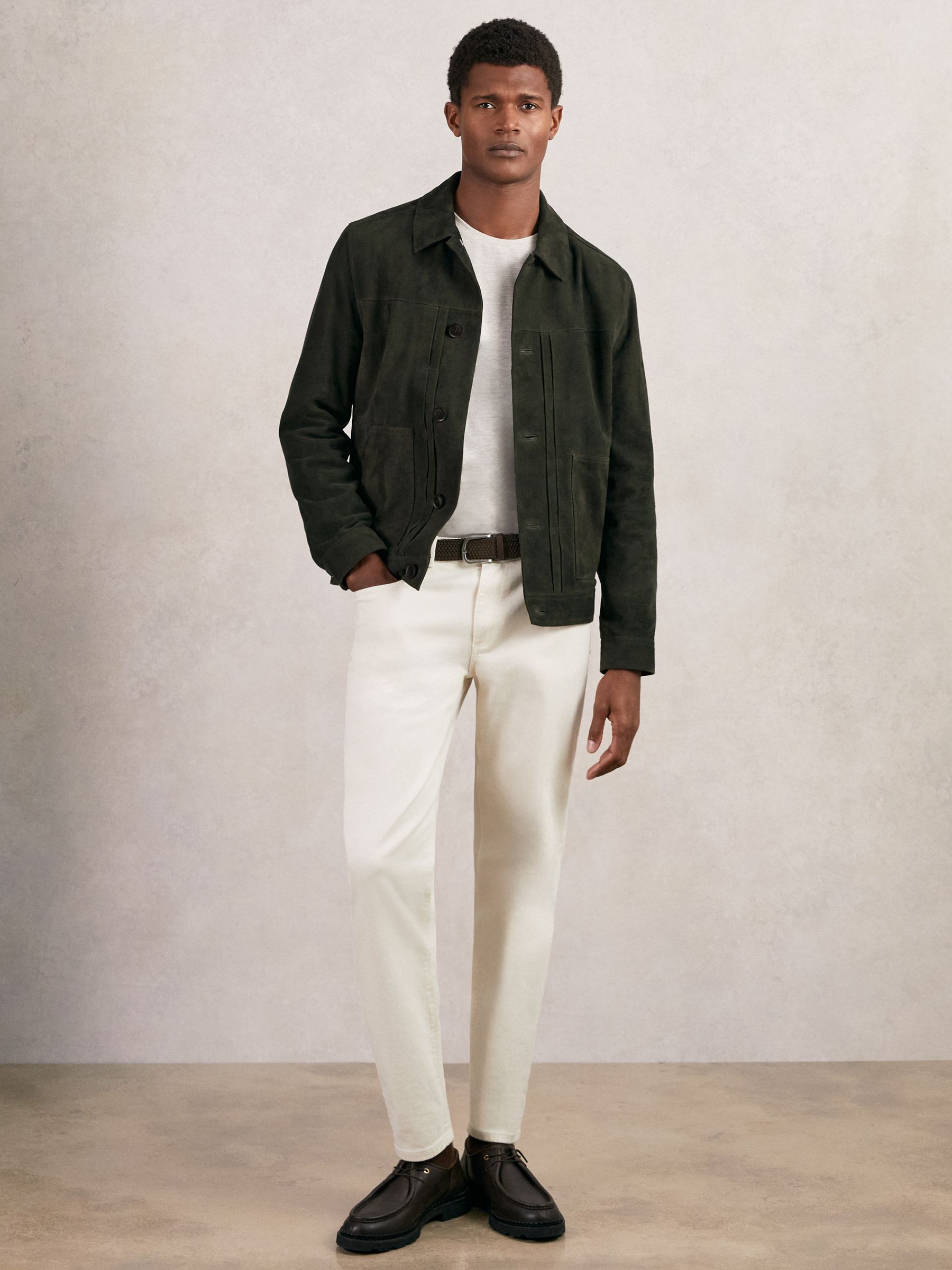 Suede Worker Jacket in Dark Green