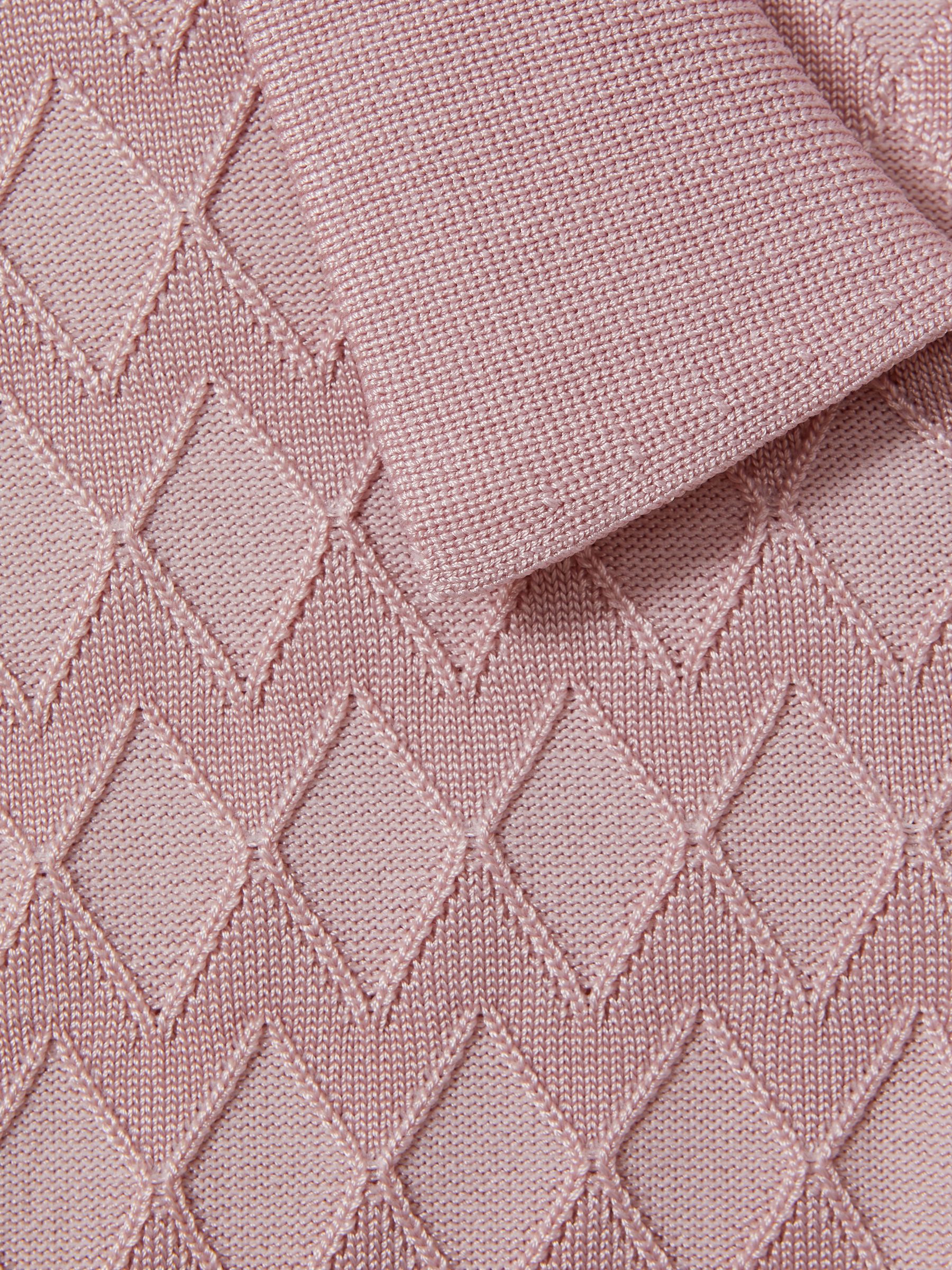 Half-Zip Knitted Polo Shirt in Soft Pink