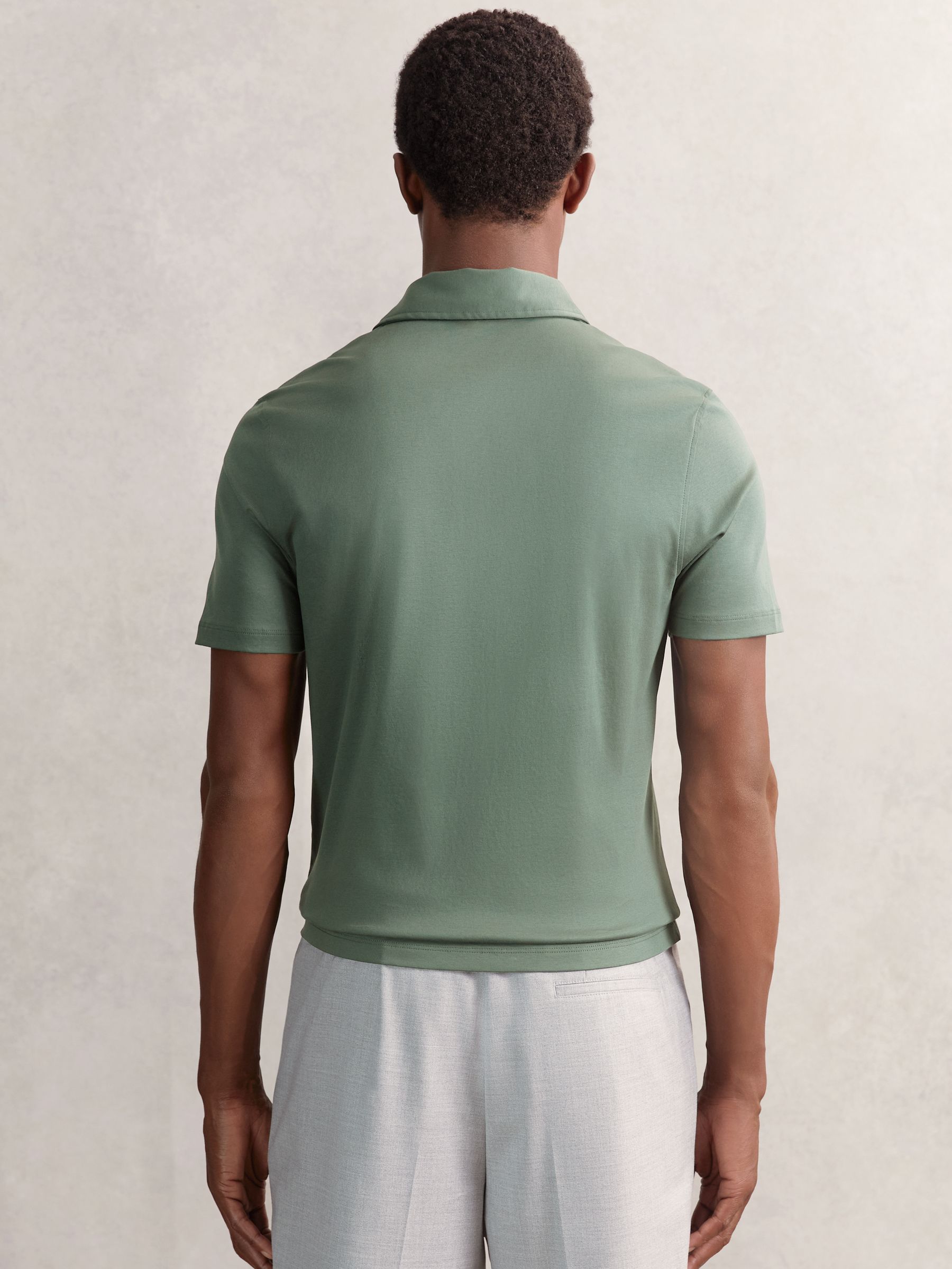 Air-Water Cotton Polo Shirt in Kale Green