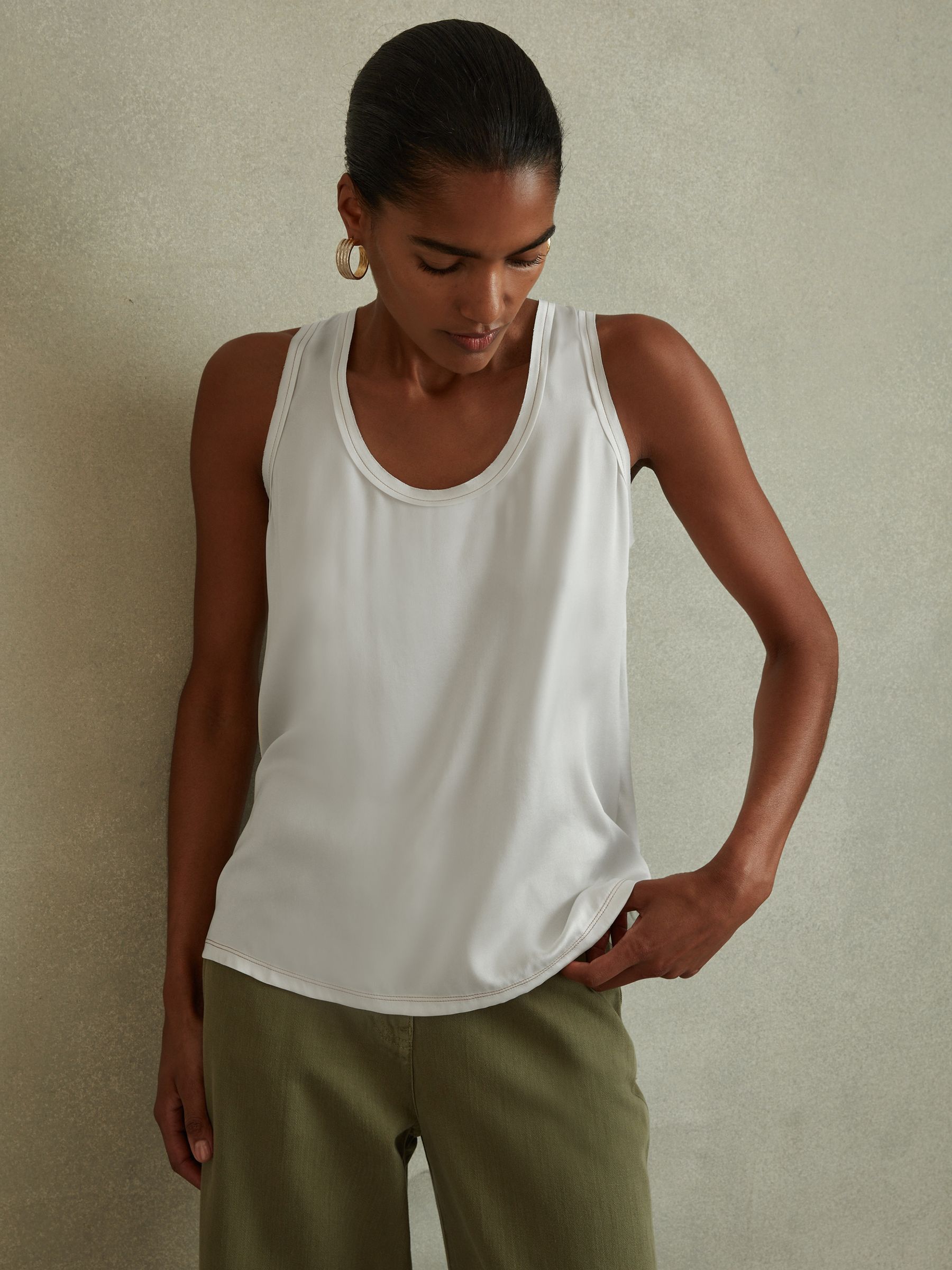 Silk Front Vest in White