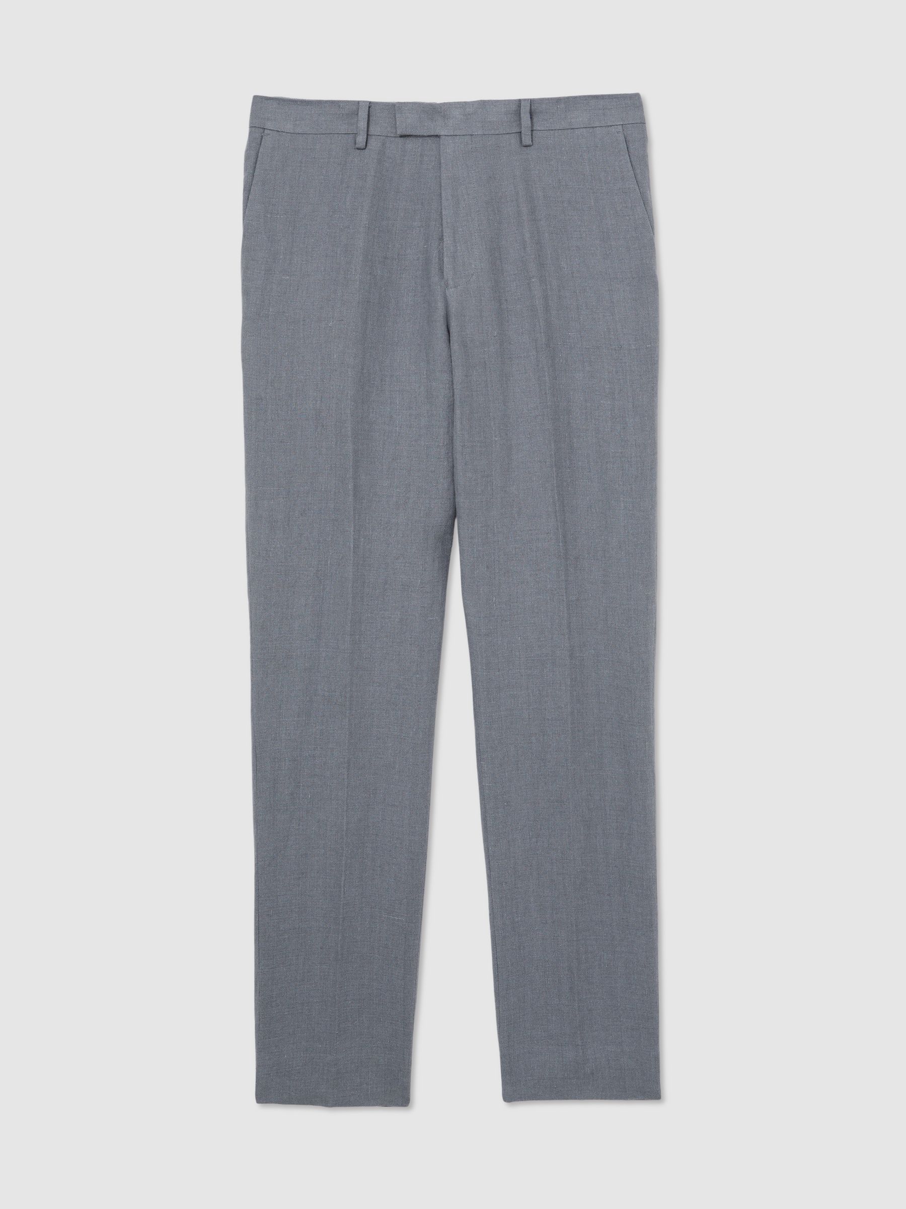 Linen Slim-Fit Suit Trousers in Airforce Blue