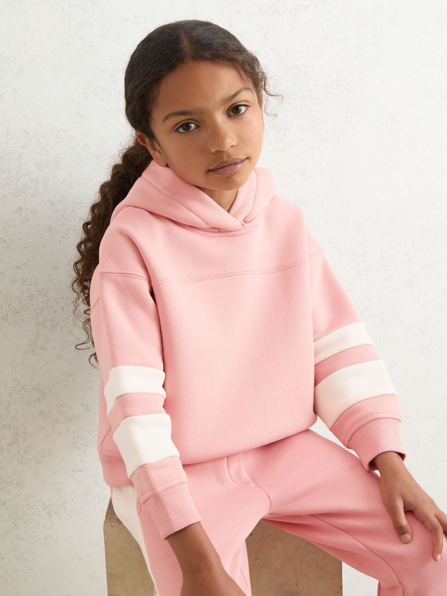 9-13 yrs Cotton-Blend Joggers and Hoodie Set in Rose