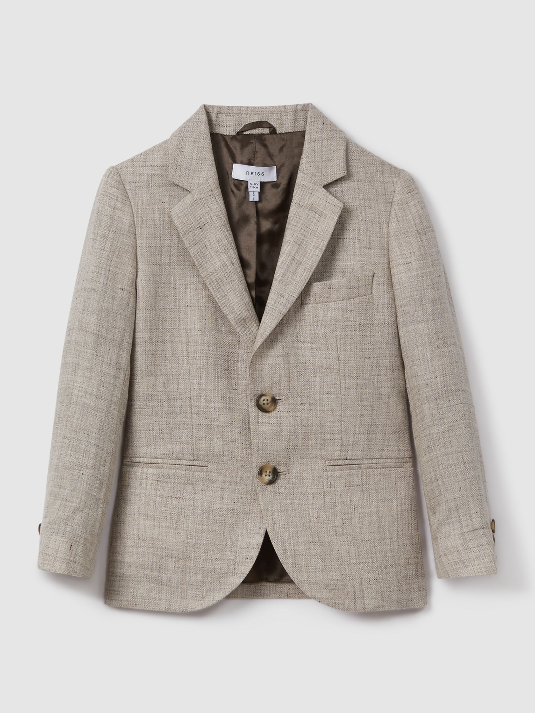3-9 yrs Single Breasted Textured Linen Blazer in Oatmeal