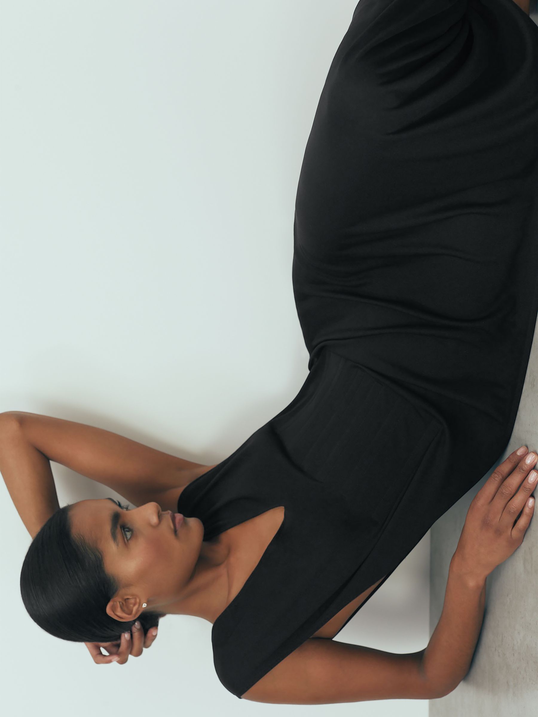 Atelier Corset Detail Jersey Maxi Dress in Black