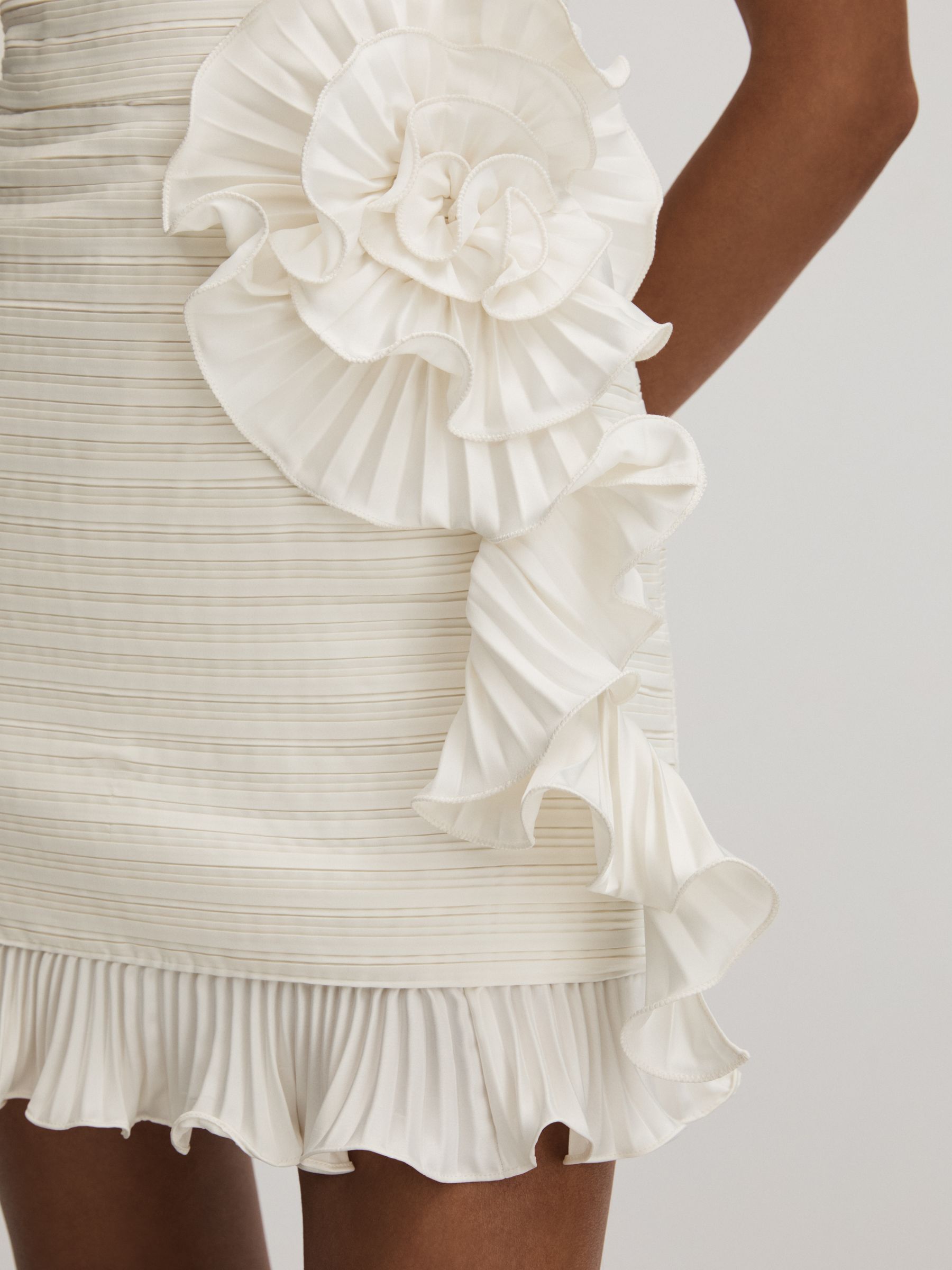 Amur Strapless Ruffle Mini Dress in Ivory