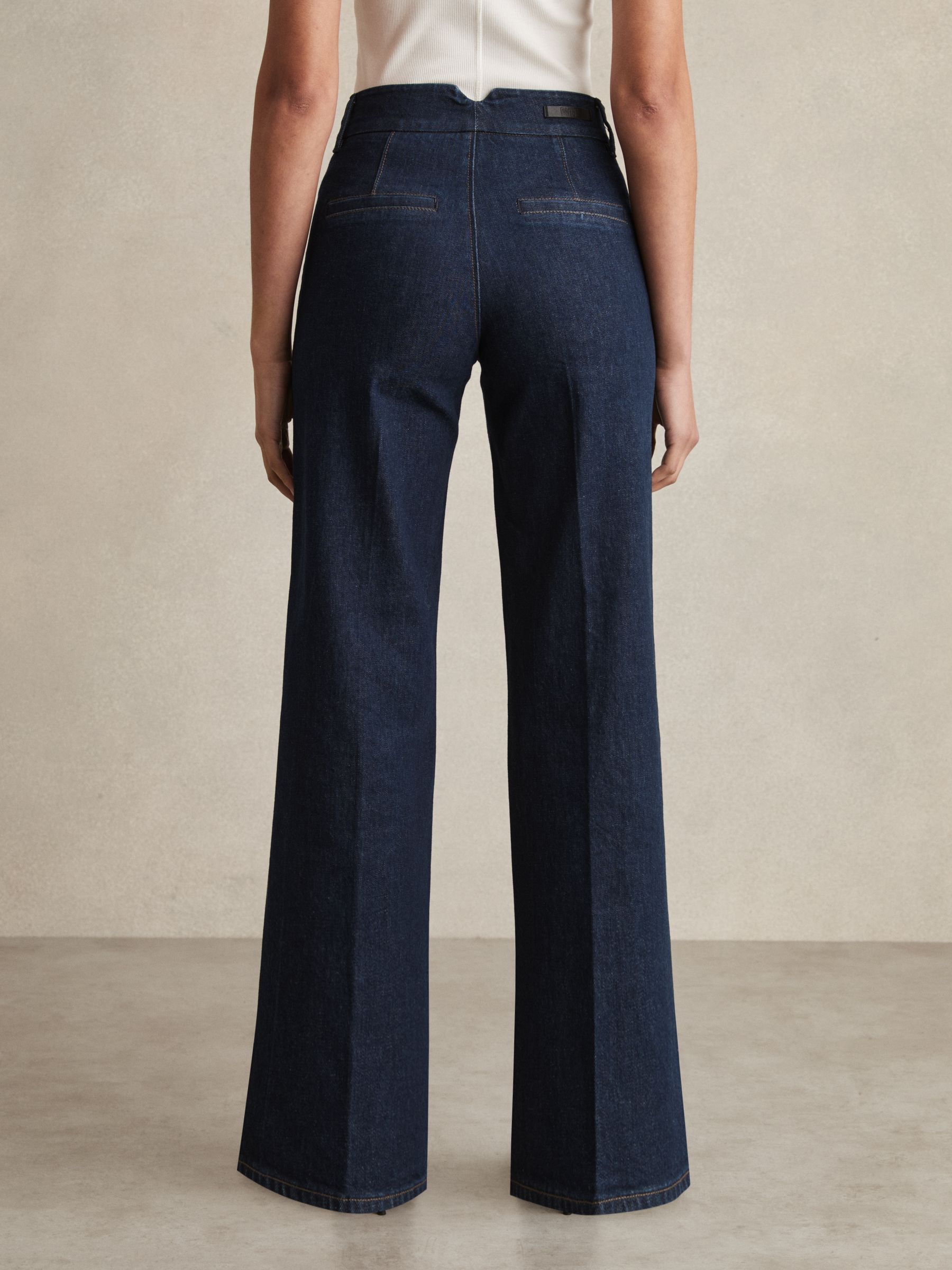 Paige Petite Wide-Leg Jeans in Dark Edinburgh Blue