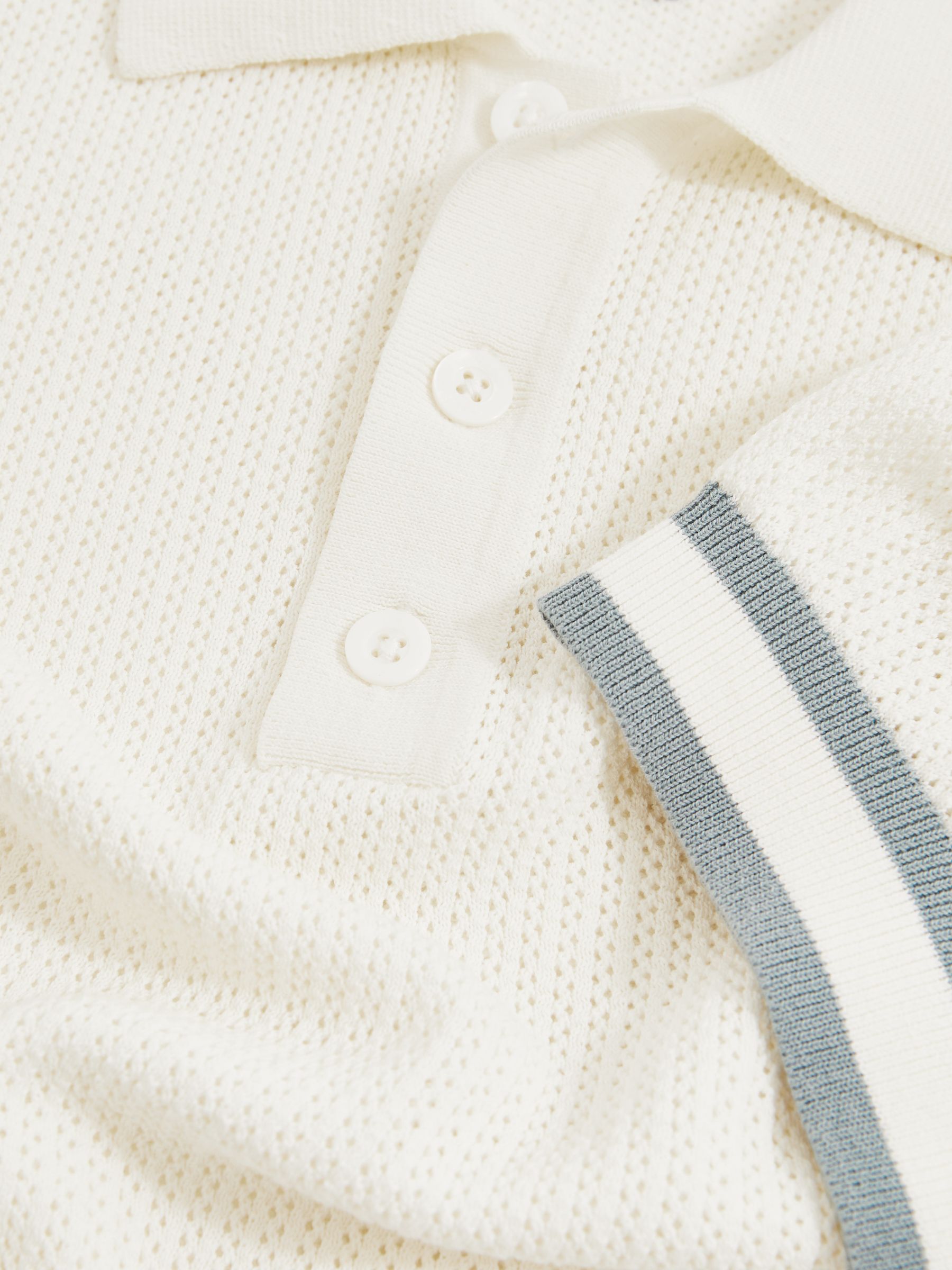 Reiss | Ché Cotton Knit Polo Shirt in White