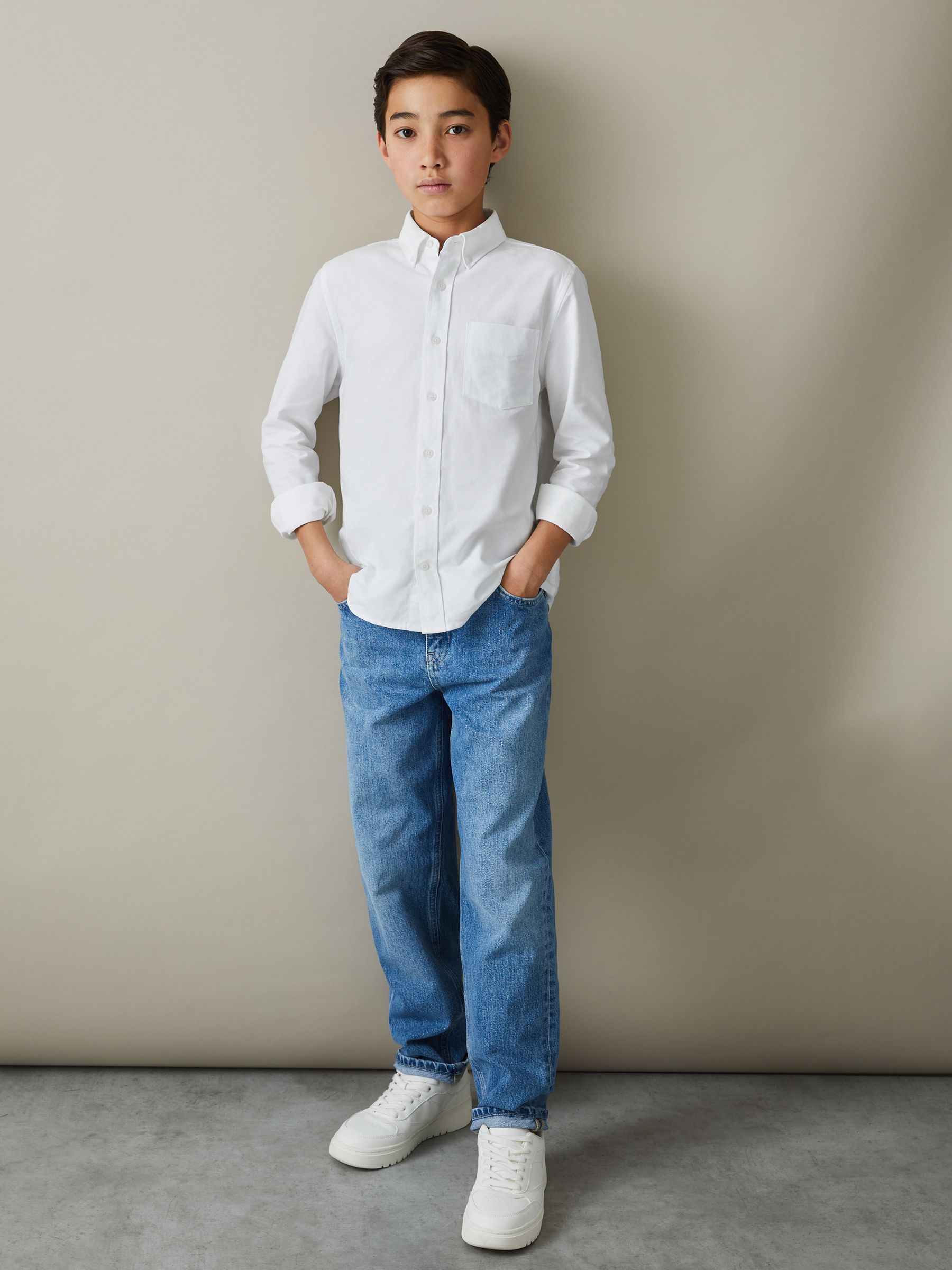 3-9 yrs Button Down Oxford Shirt in White