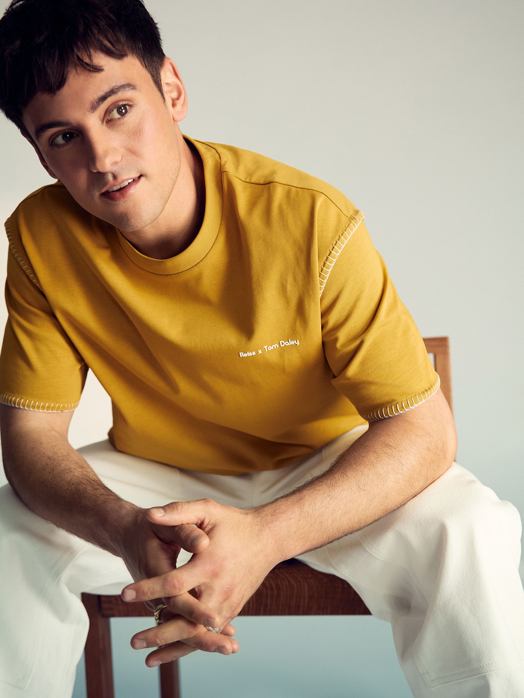 Reiss | Tom Daley Graphic-Print T-Shirt in Yellow