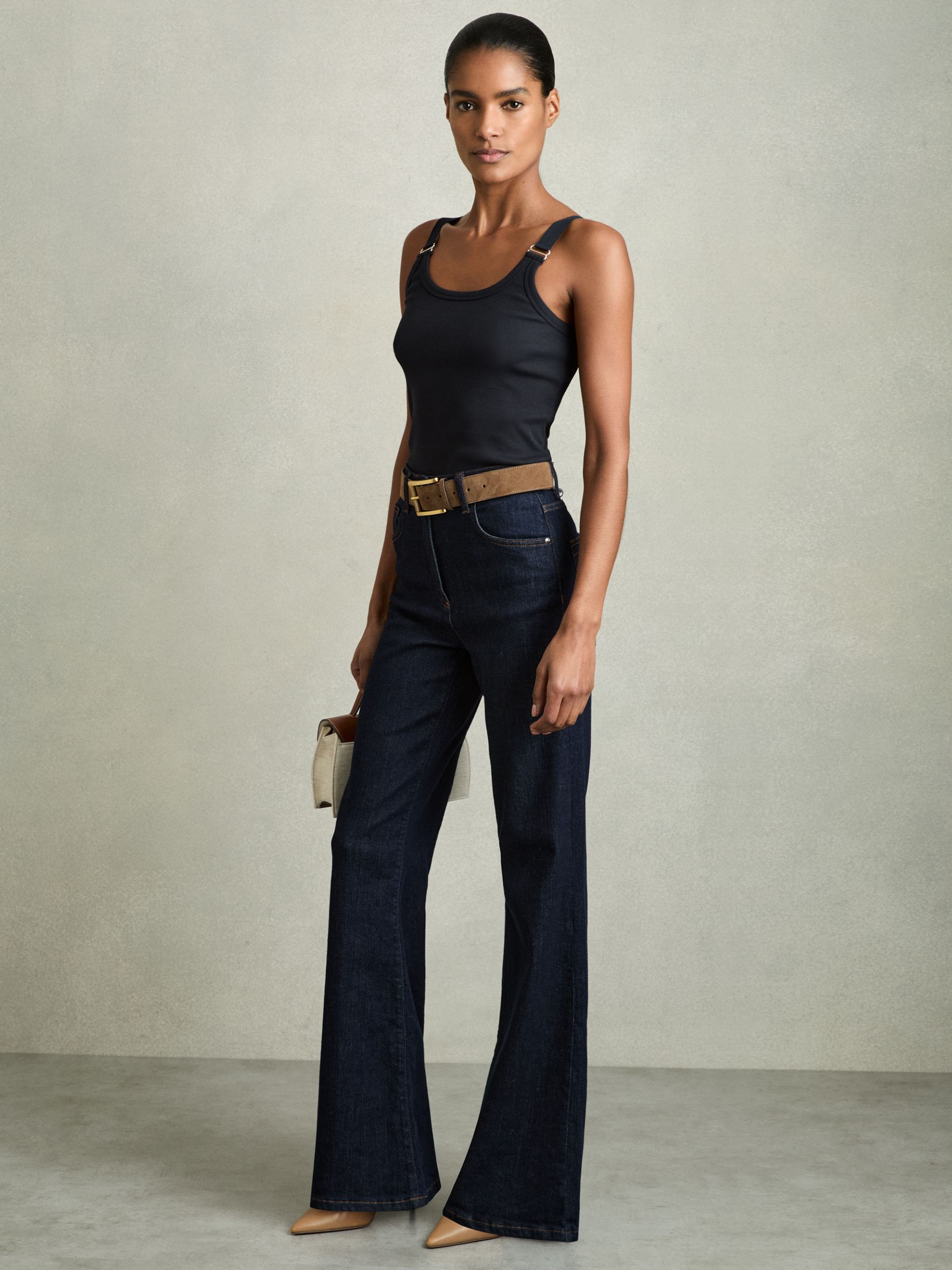 Stretch-Cotton D-Ring Strap Vest in Navy