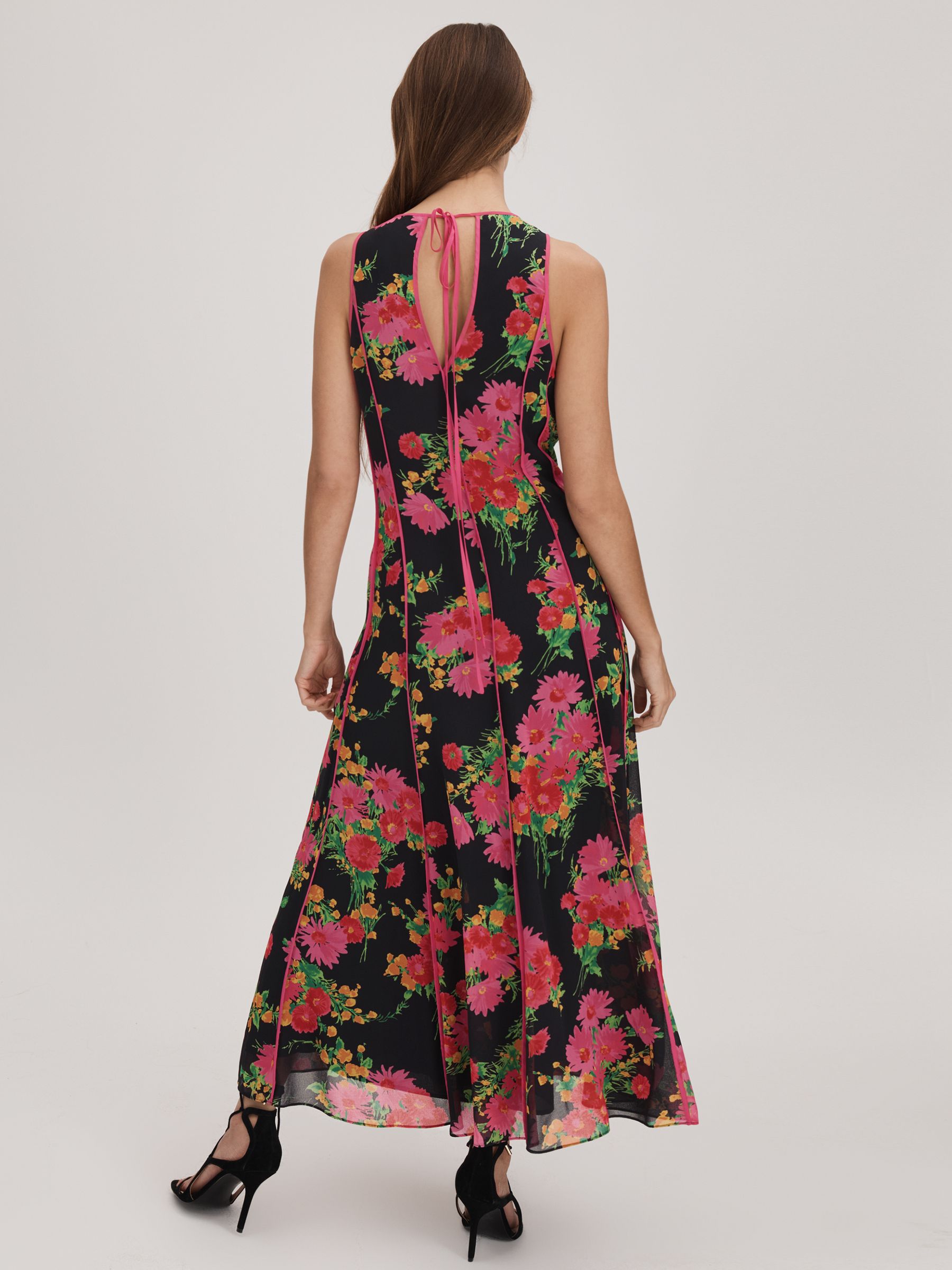 Florere Printed Panel Midi Dress in Pink/Black