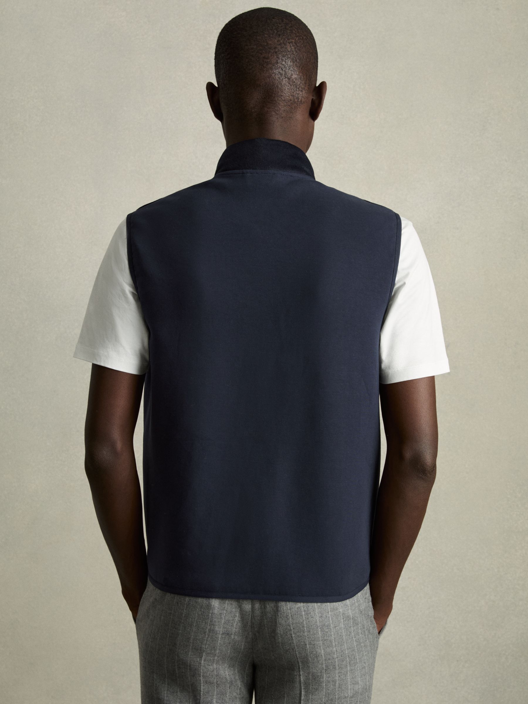 Brushed Jersey Quilted Gilet in Navy