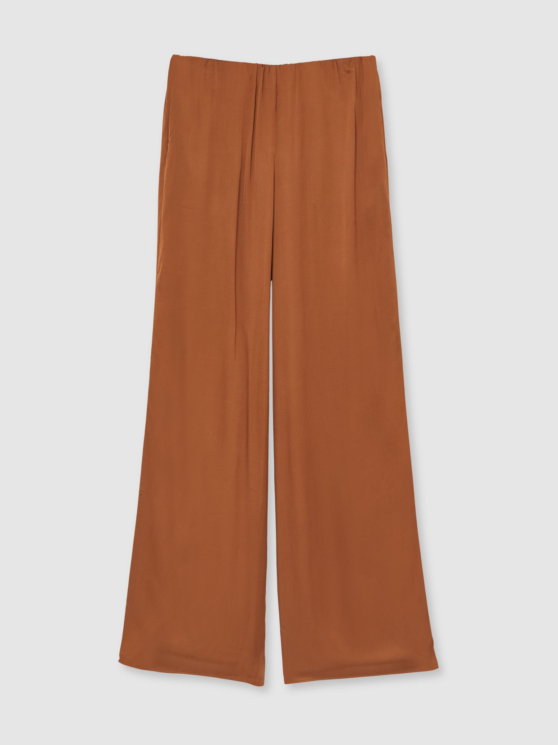 Good American Satin Wide-Leg Trousers in Copper