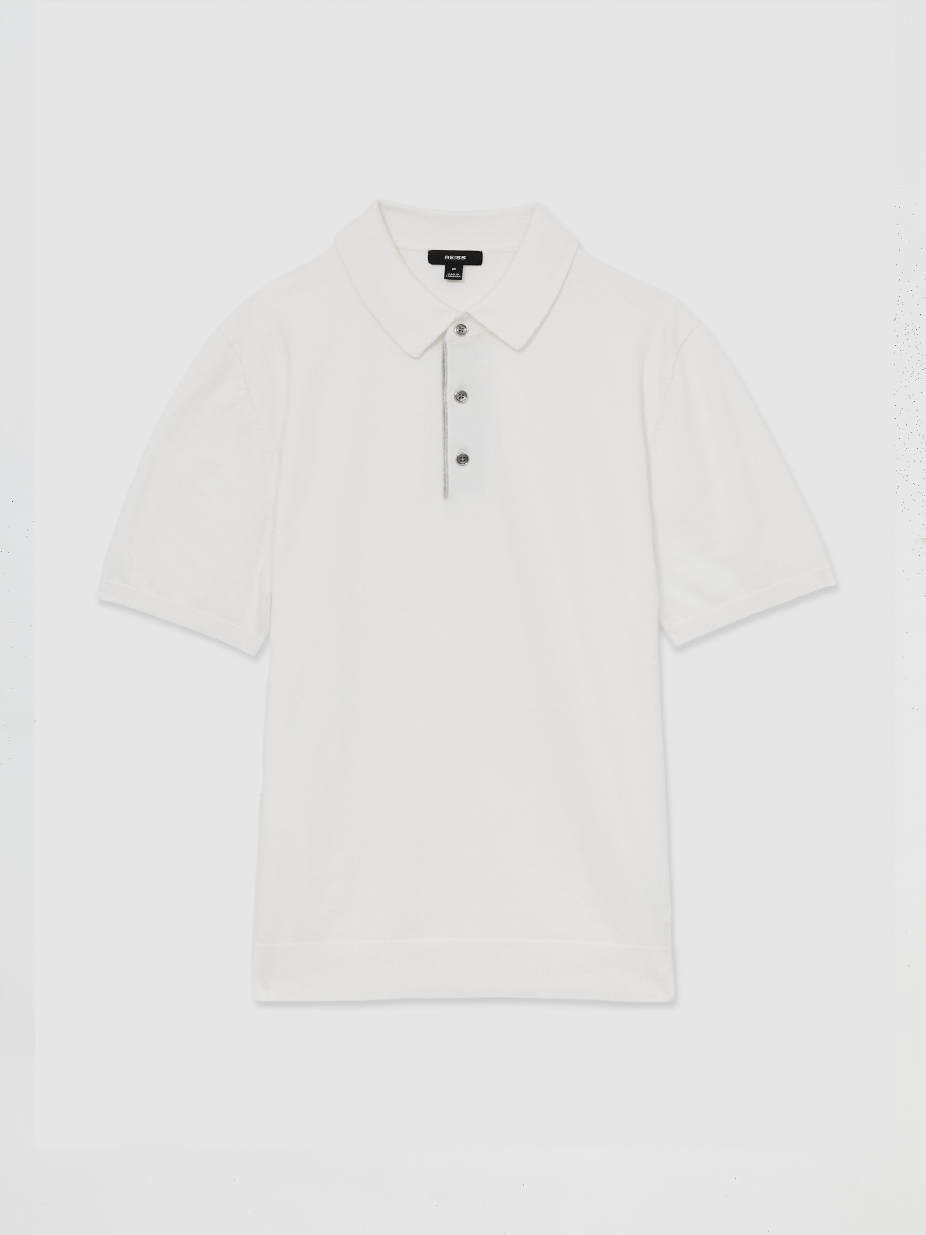 Contrast-Placket Polo Shirt With Cotton in White