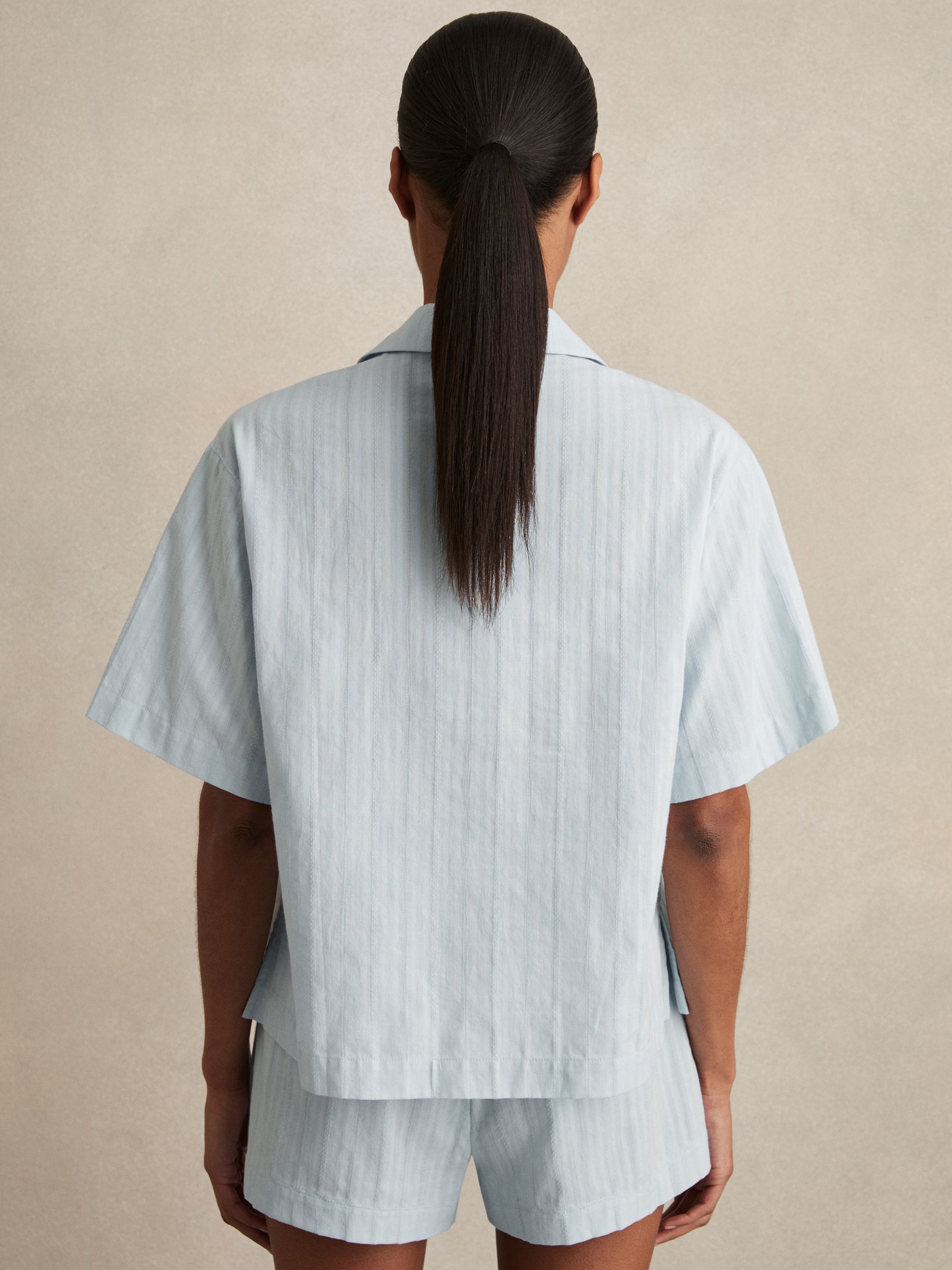 Cotton Pointelle Shirt and Shorts Set in Blue