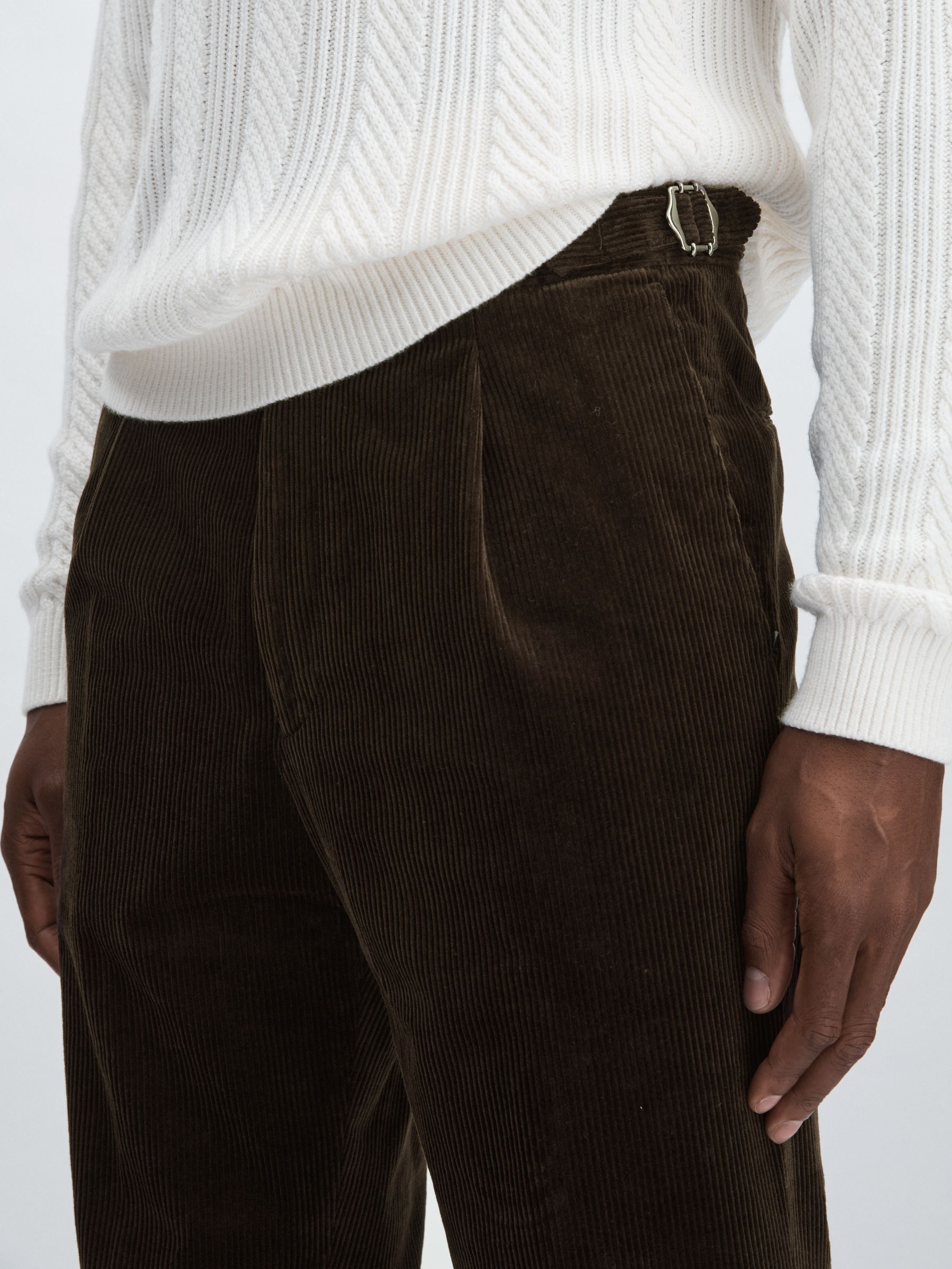 Oscar Jacobson Regular-Fit Corduroy Trousers in Dark Brown