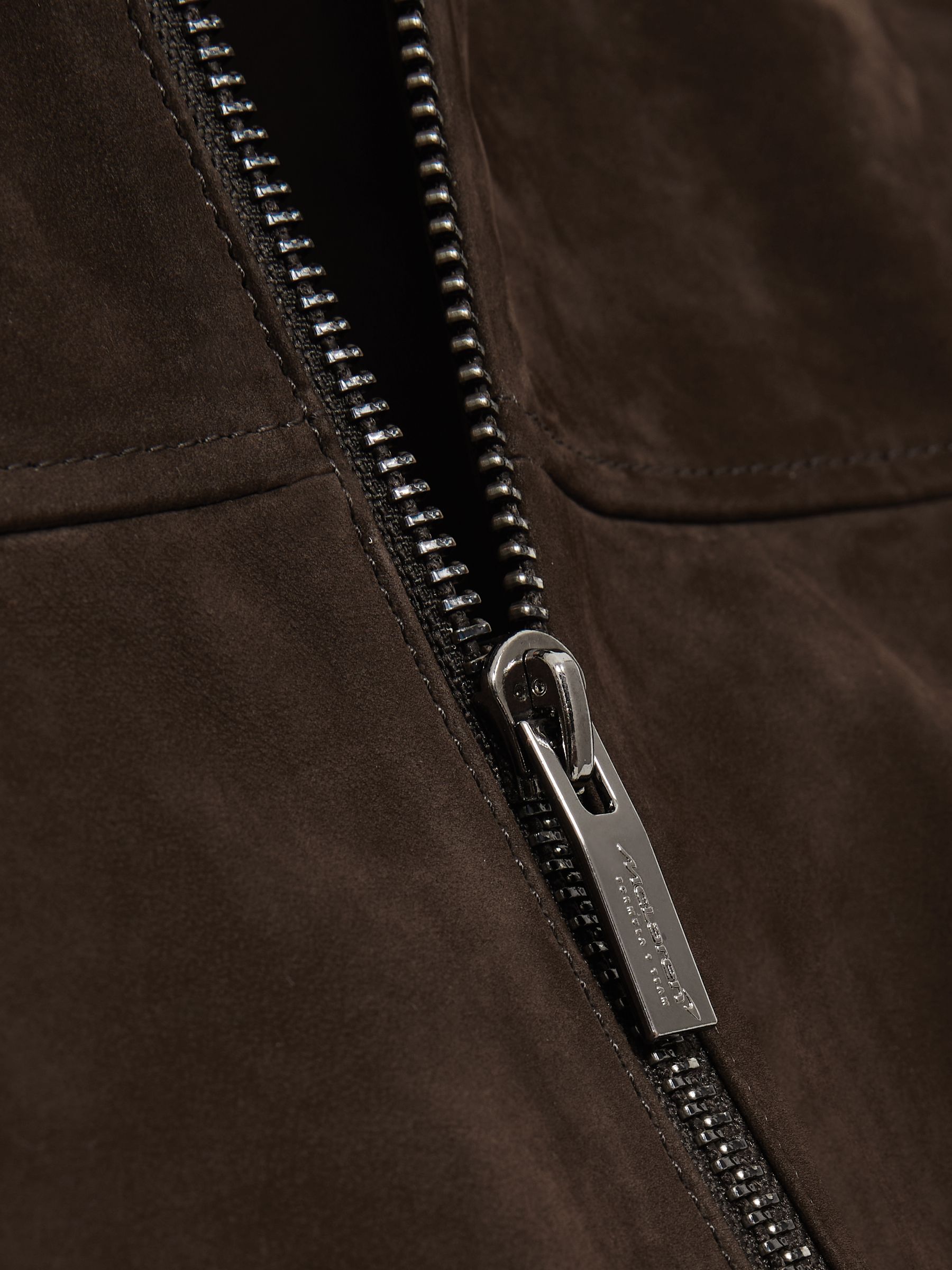 McLaren F1 Team Suede Bomber Jacket in Chocolate Brown