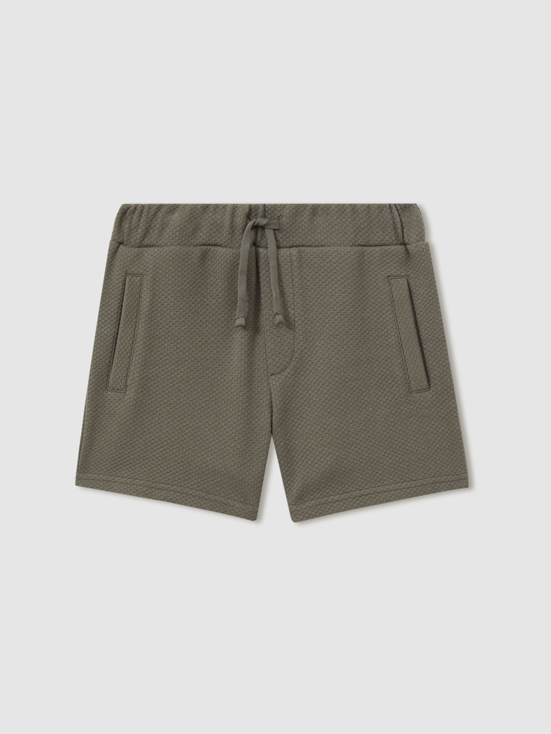 9-13 yrs Textured Drawstring Shorts in Green Smoke