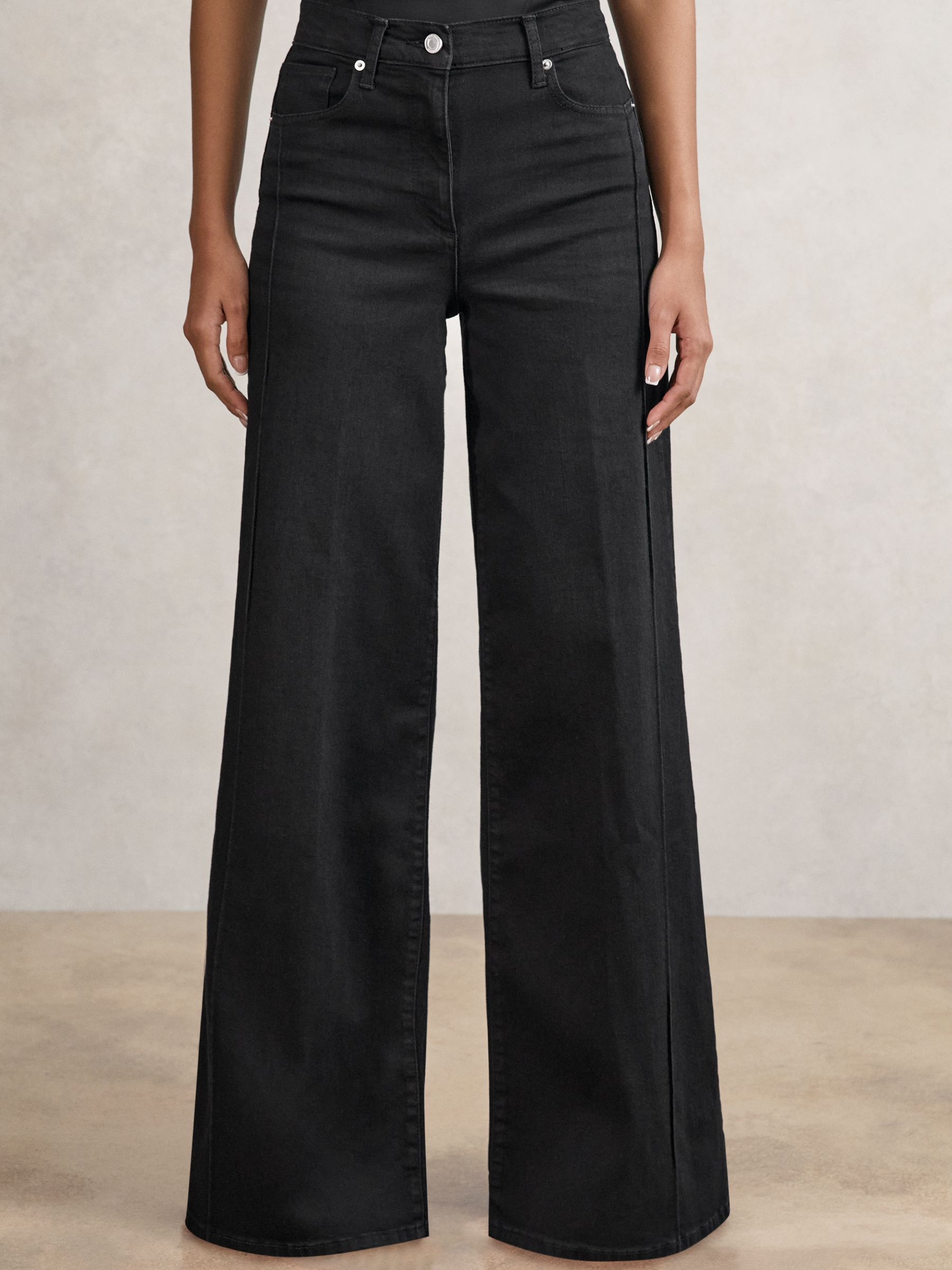 Stretch-Cotton Wide-Leg Jeans in Black