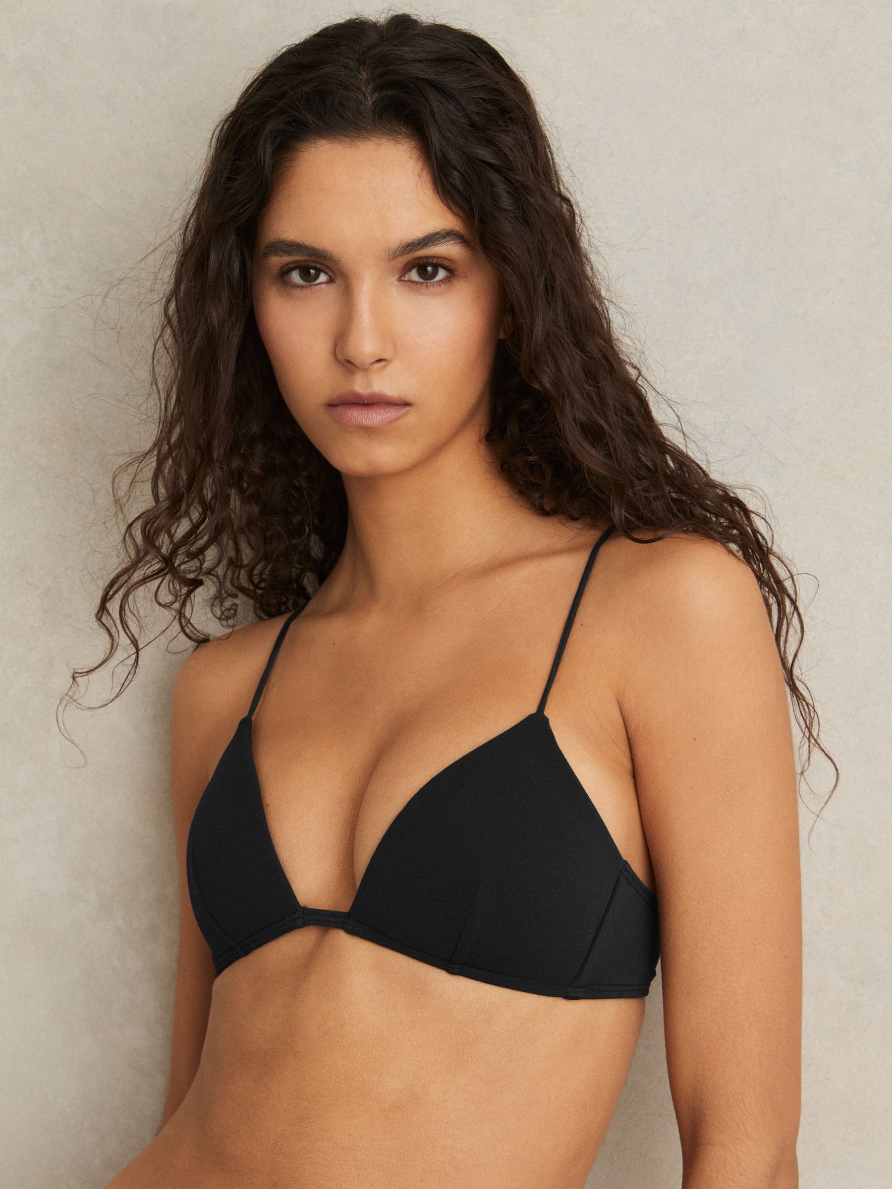 Padded Triangle Bikini Top in Black