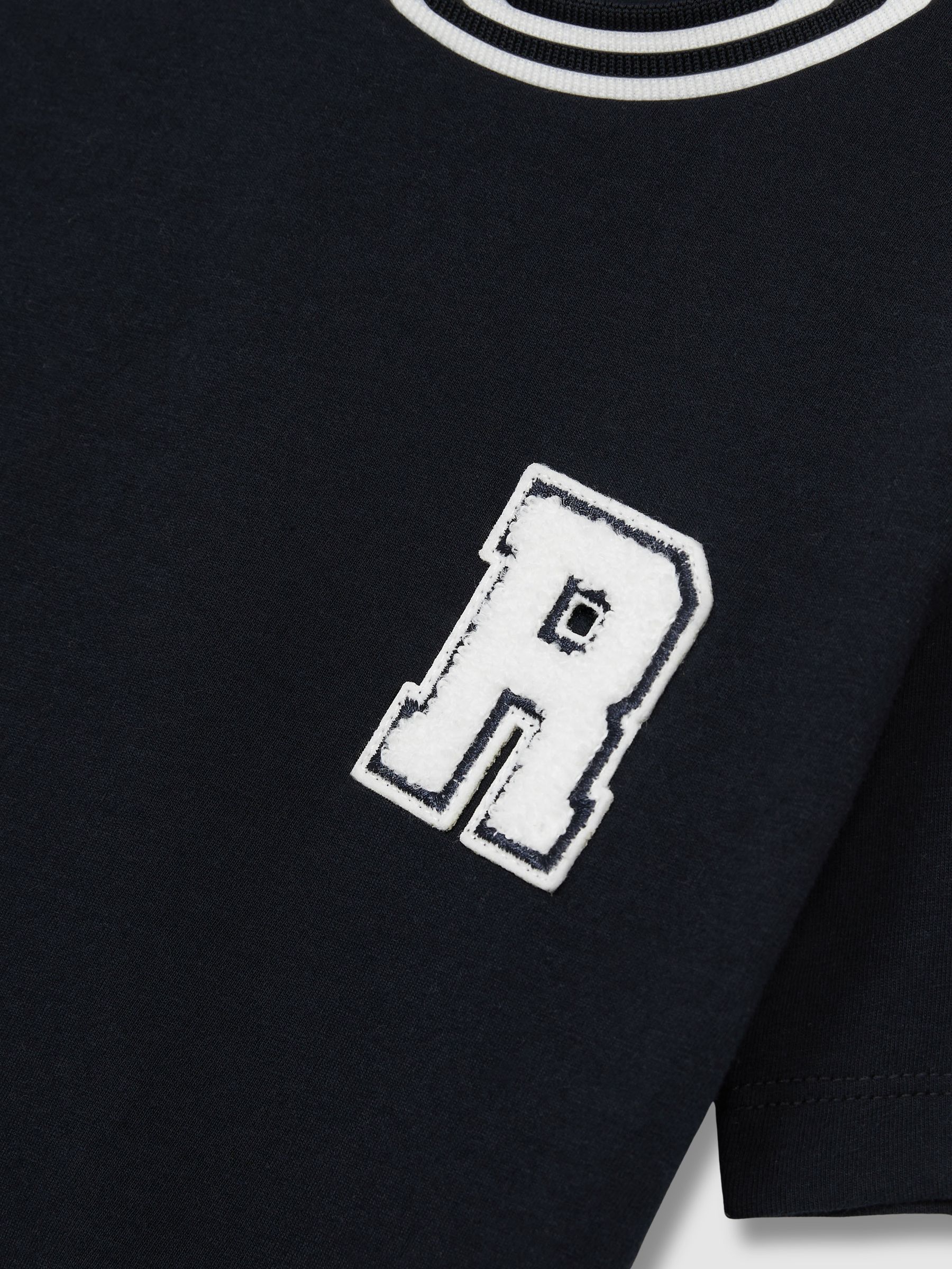 13-14 yrs Cotton Letter Patch T-Shirt in Navy