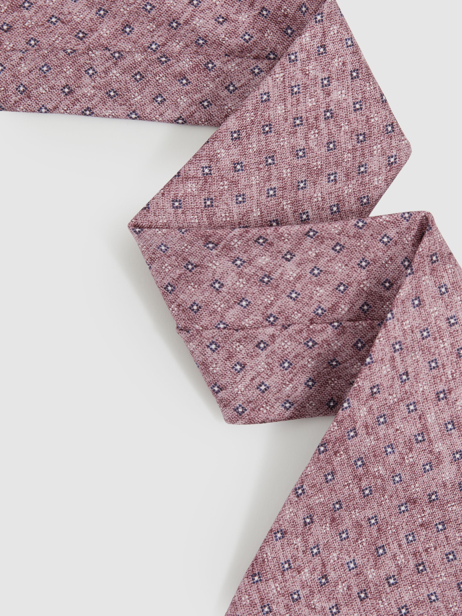 Silk Geometric Print Tie in Dusty Pink