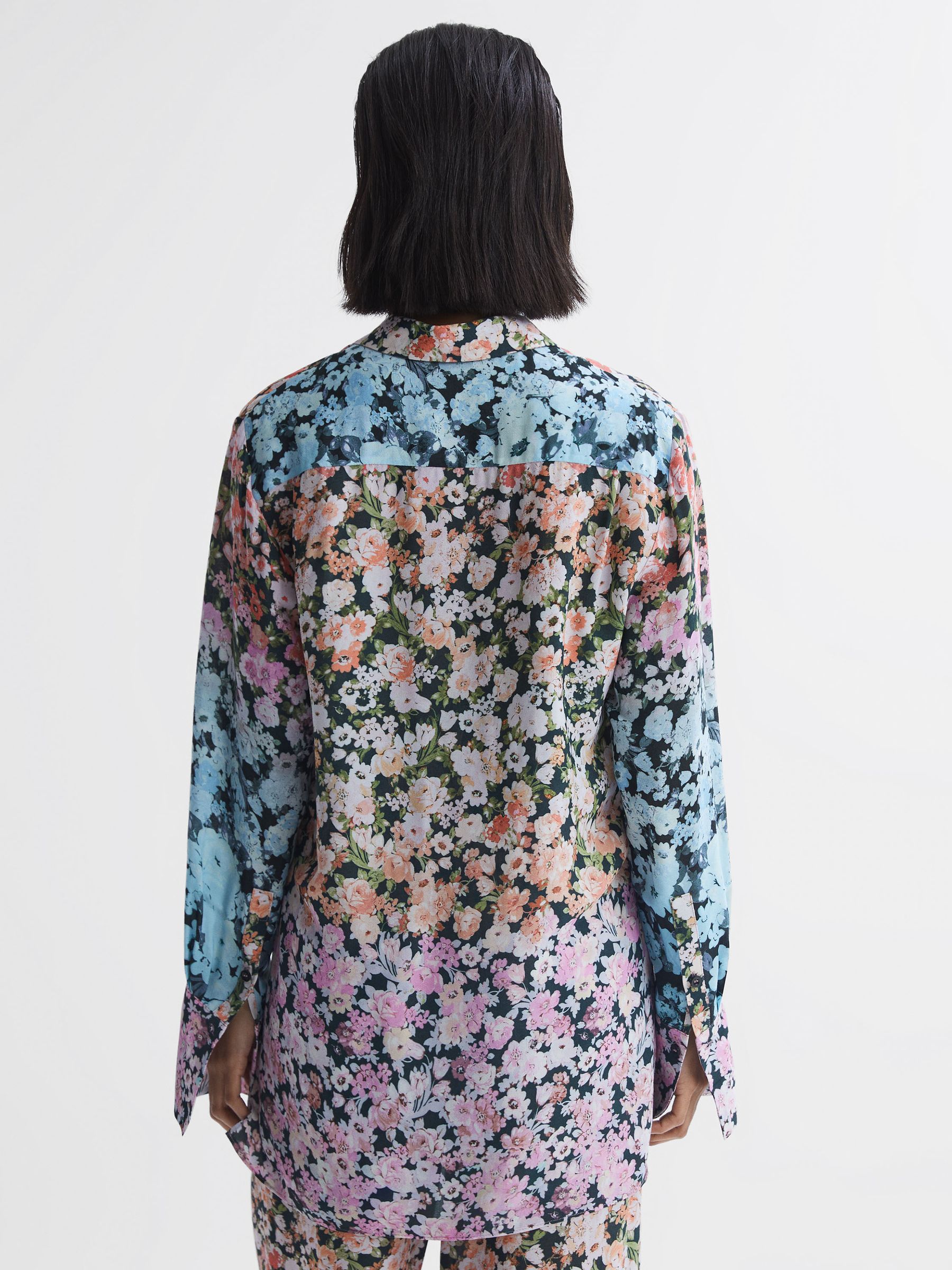 Floral Print Concealed Button Shirt in Multi