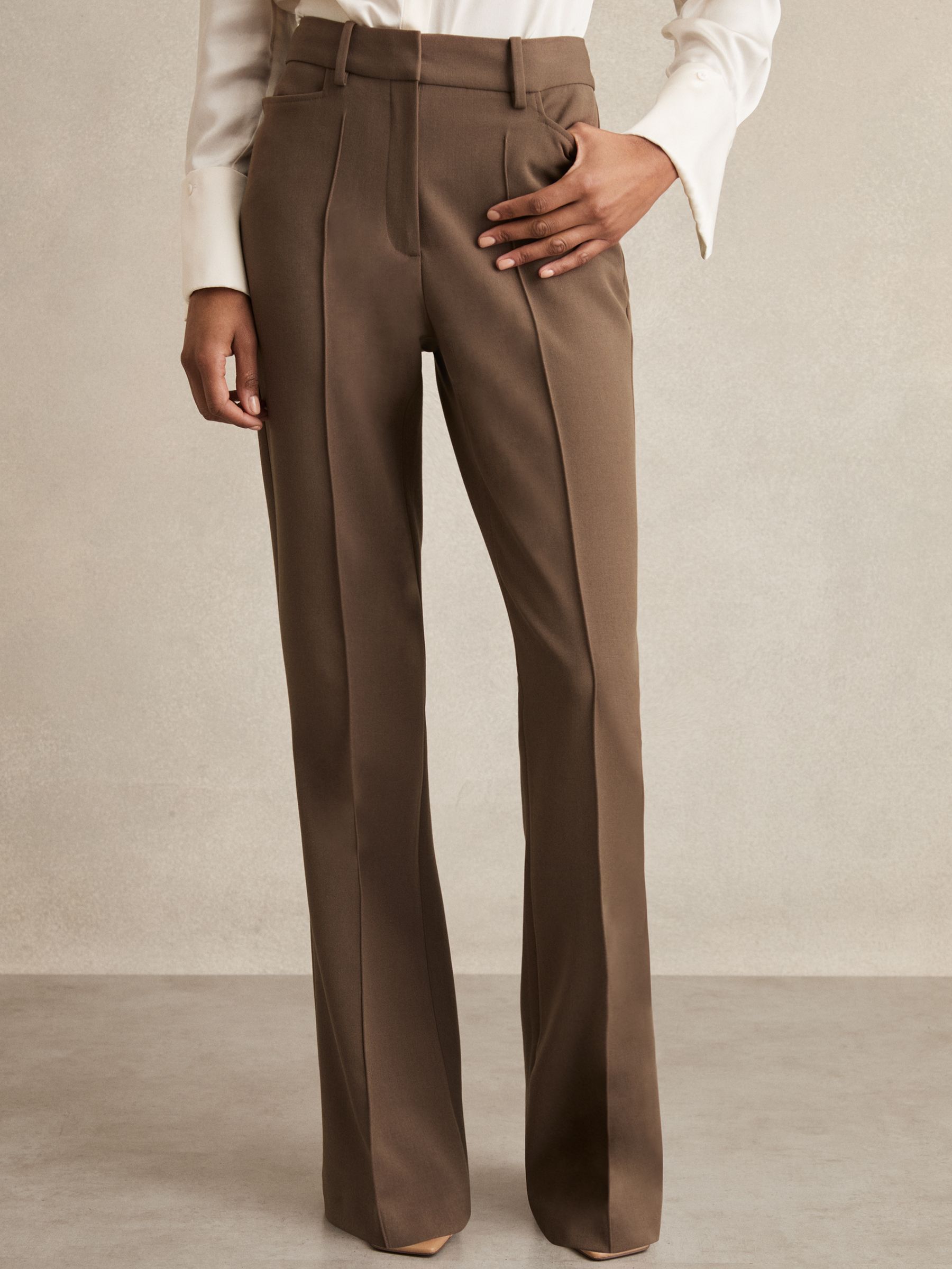 Petite Flared Suit Trousers in Mink Neutral