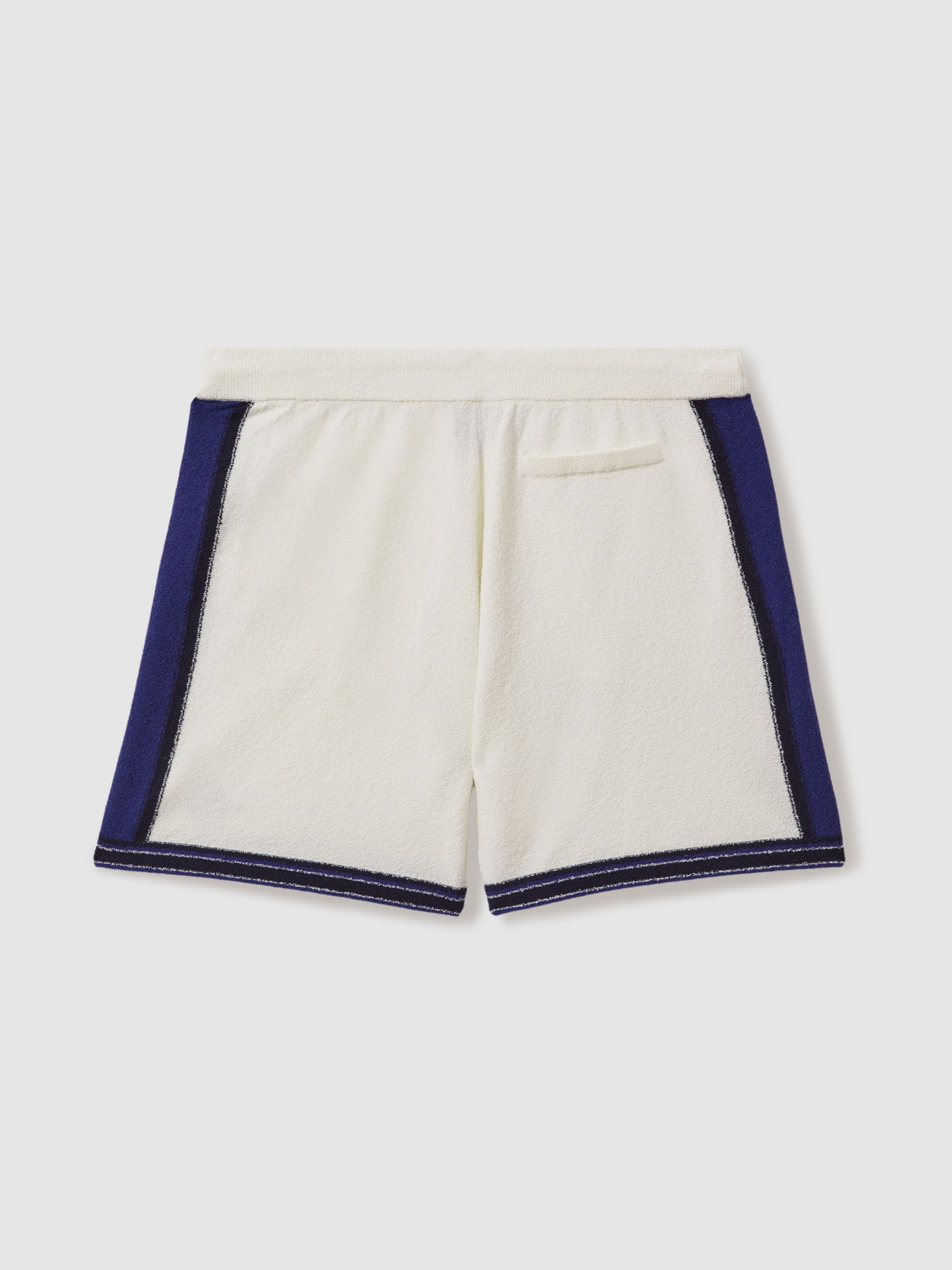 Reiss | Ché Towelling Drawstring Shorts in White/Bright Blue