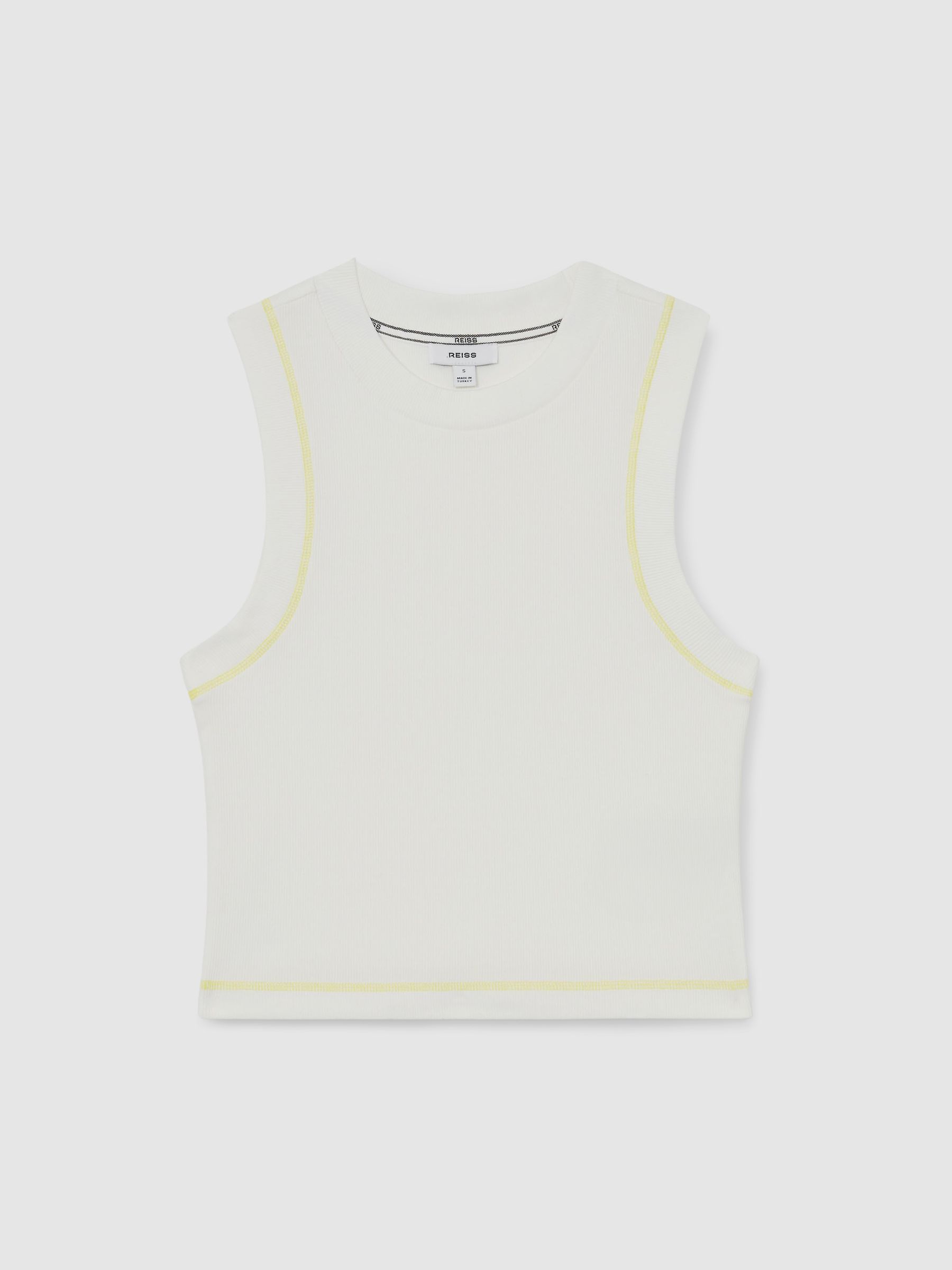 Stretch-Cotton Ribbed Vest in White